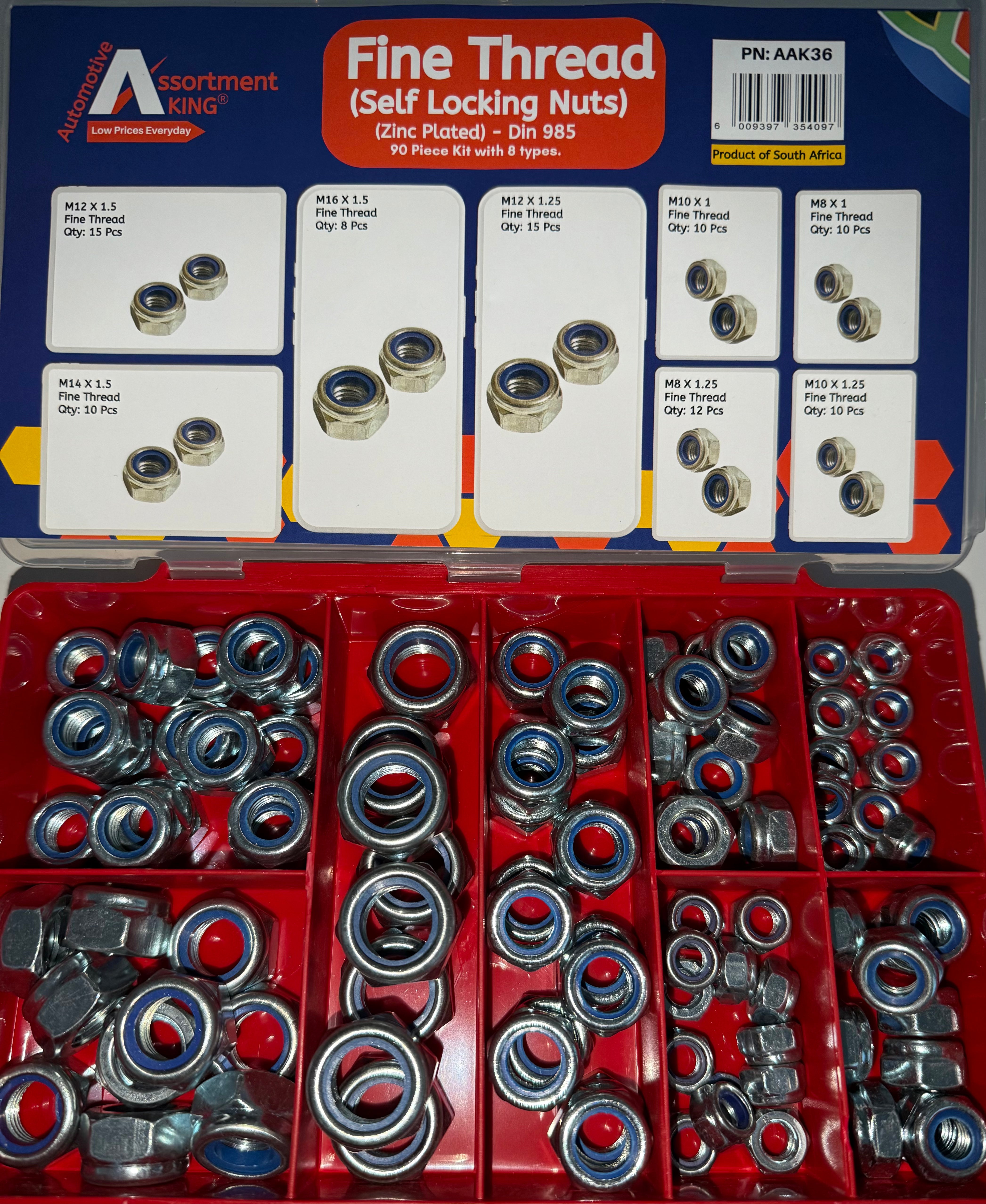 Fine Thread (Self Locking Nuts) (Zinc Plated) - Din 985 | 90 PCS