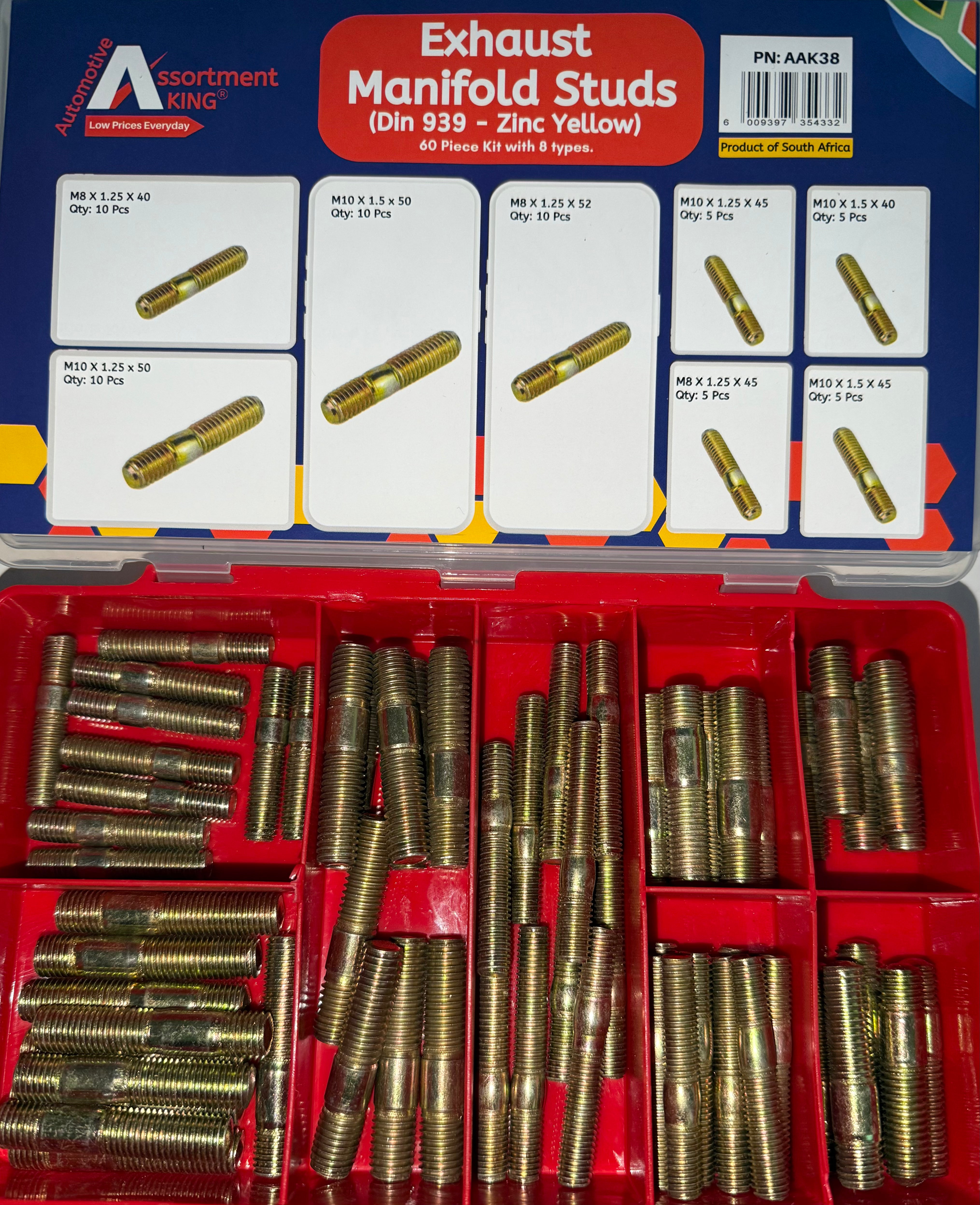 Exhaust Manifold Studs (Din 939 - Zinc Yellow) | 60 PCS