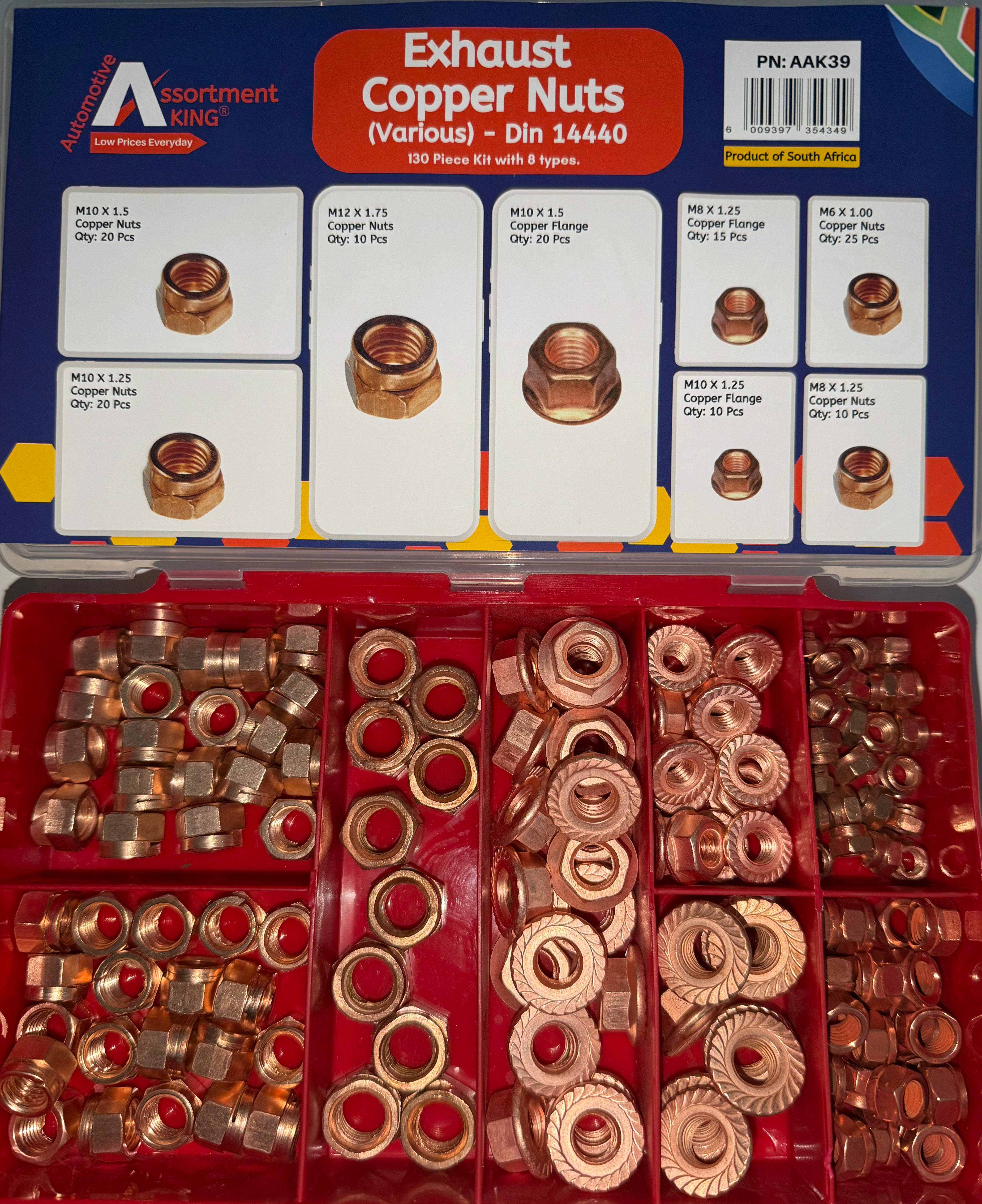 Exhaust Copper Nuts (Various) - Din 14440 | 130 PCS