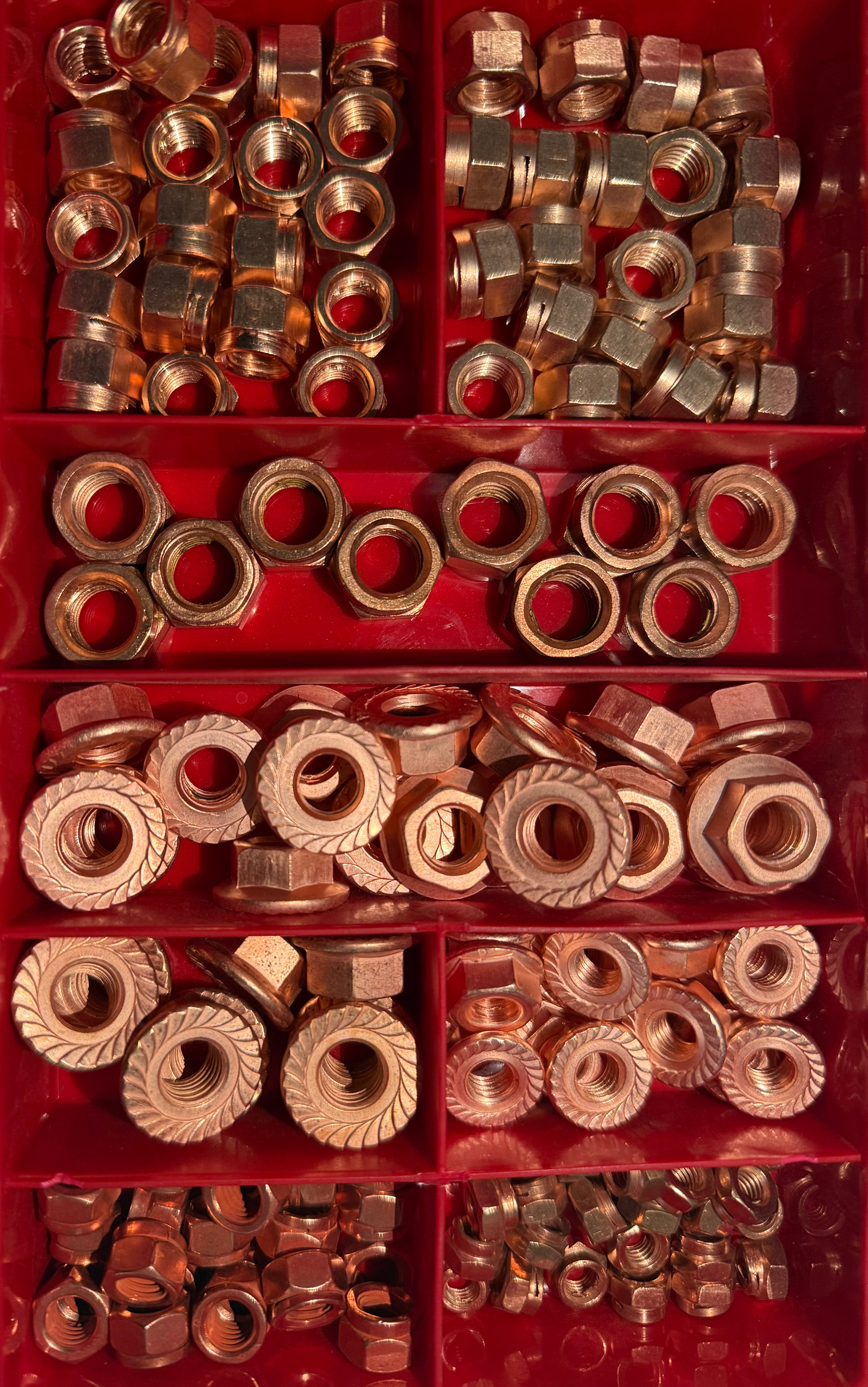Exhaust Copper Nuts (Various) - Din 14440 | 130 PCS