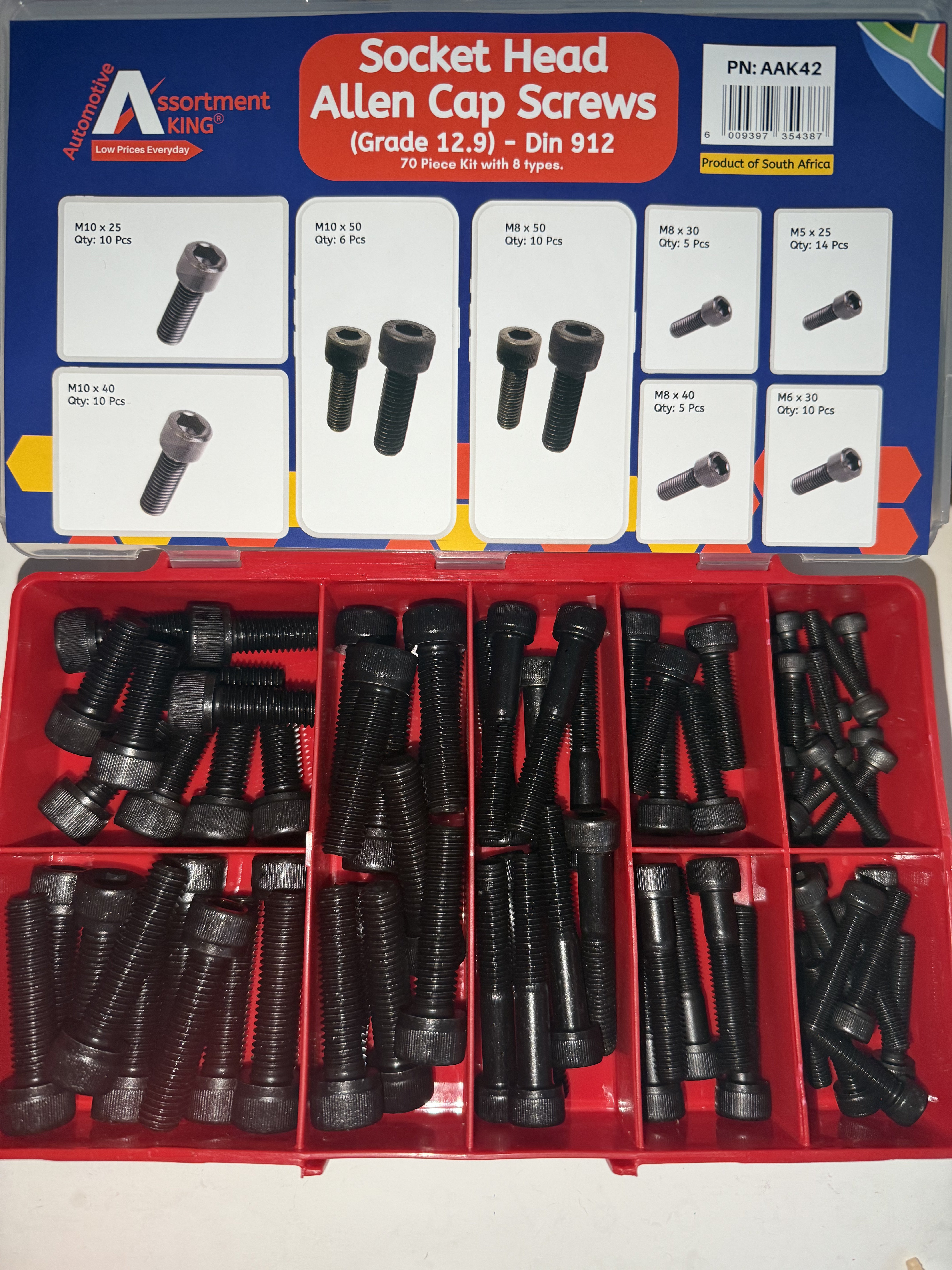 Socket Head Allen Cap Screws (Grade 12.9) - Din 912 | 70 PCS