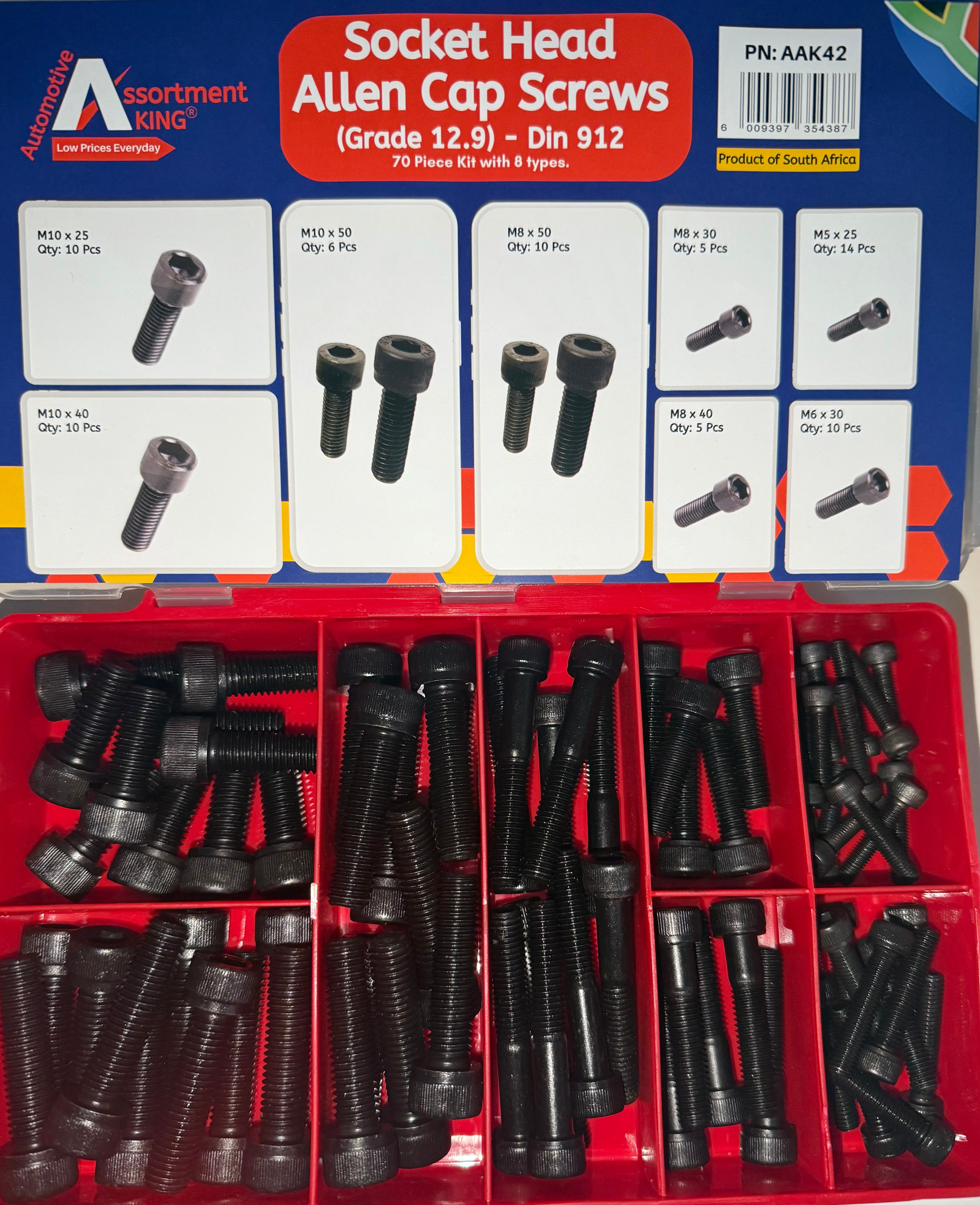 Socket Head Allen Cap Screws (Grade 12.9) - Din 912 | 70 PCS