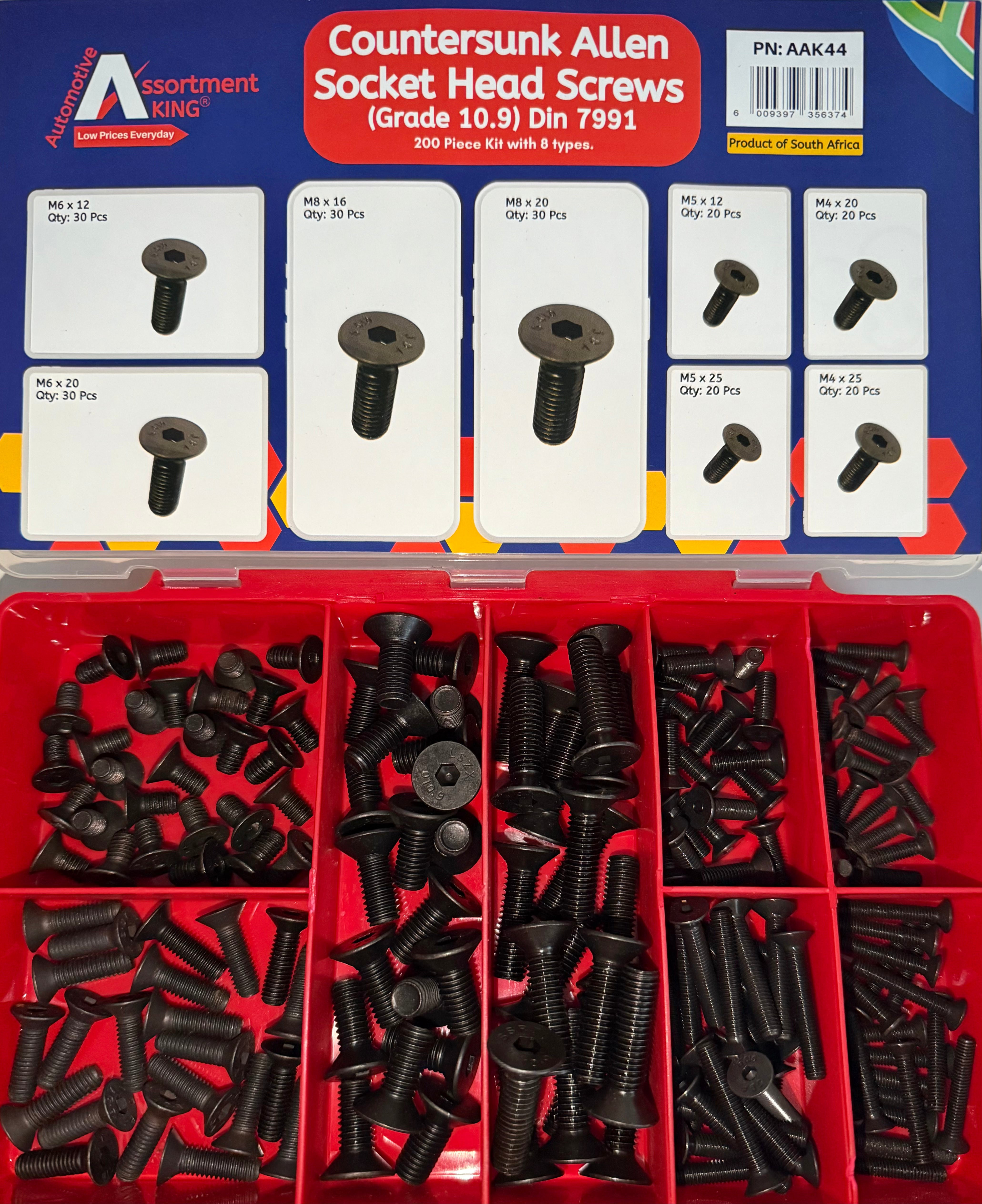 Countersunk Allen Socket Head Screws (Grade 10.9) - Din 7991 | 200 PCS
