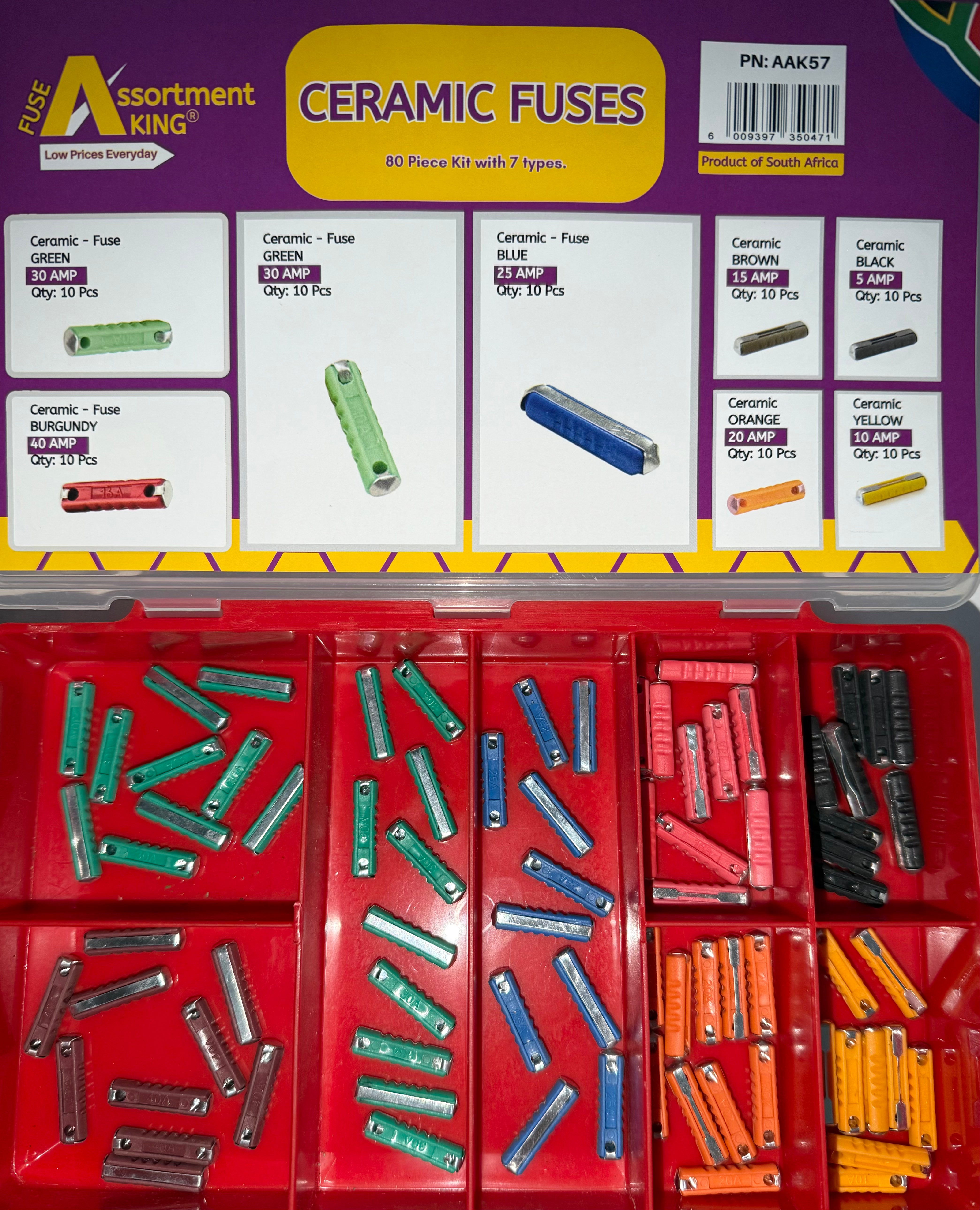 Ceramic Fuses Assortment Kit - (8 Values, 80 PCE)