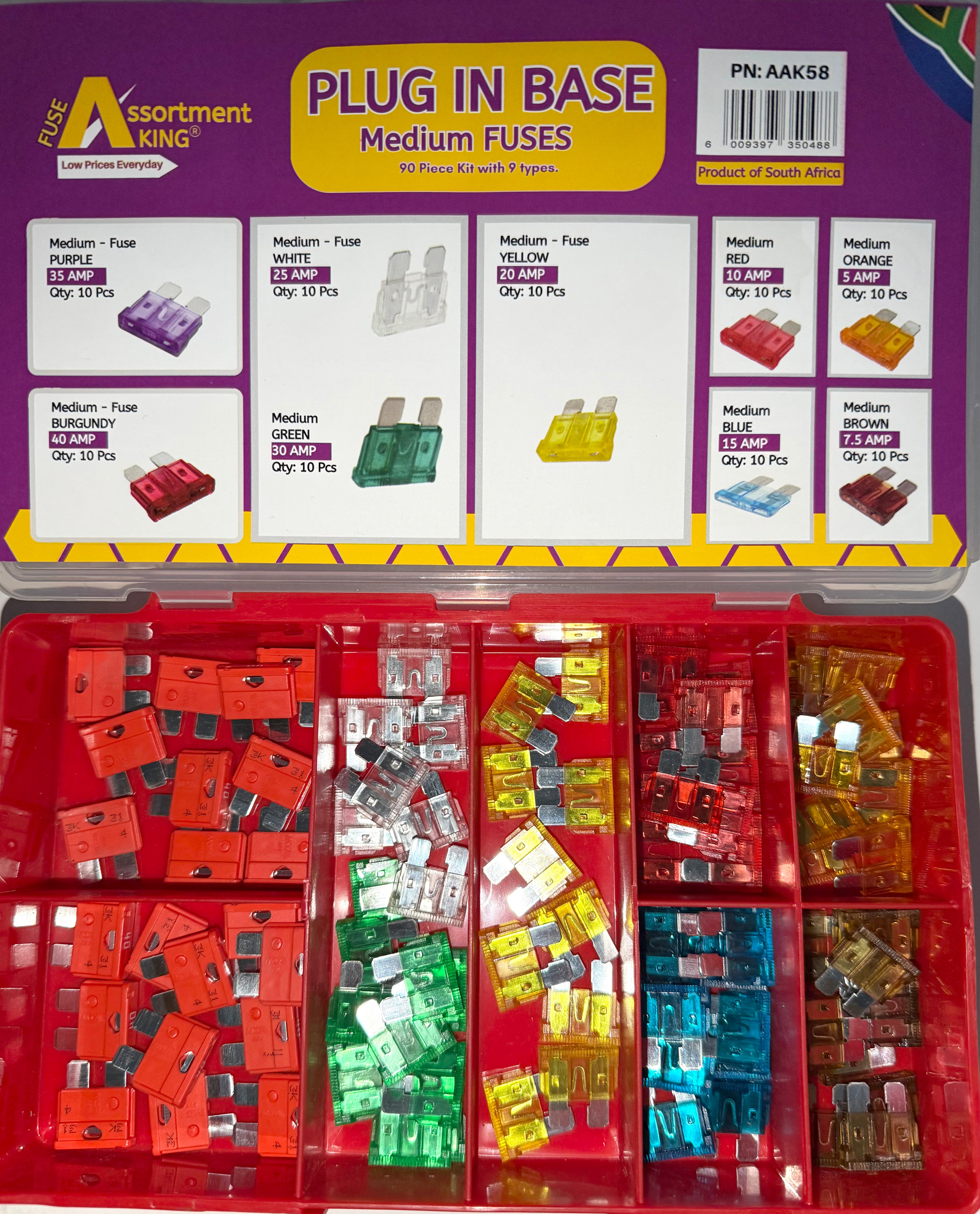 Plug In Bases-Medium Fuses (Plug-In Type, 90 PCE)