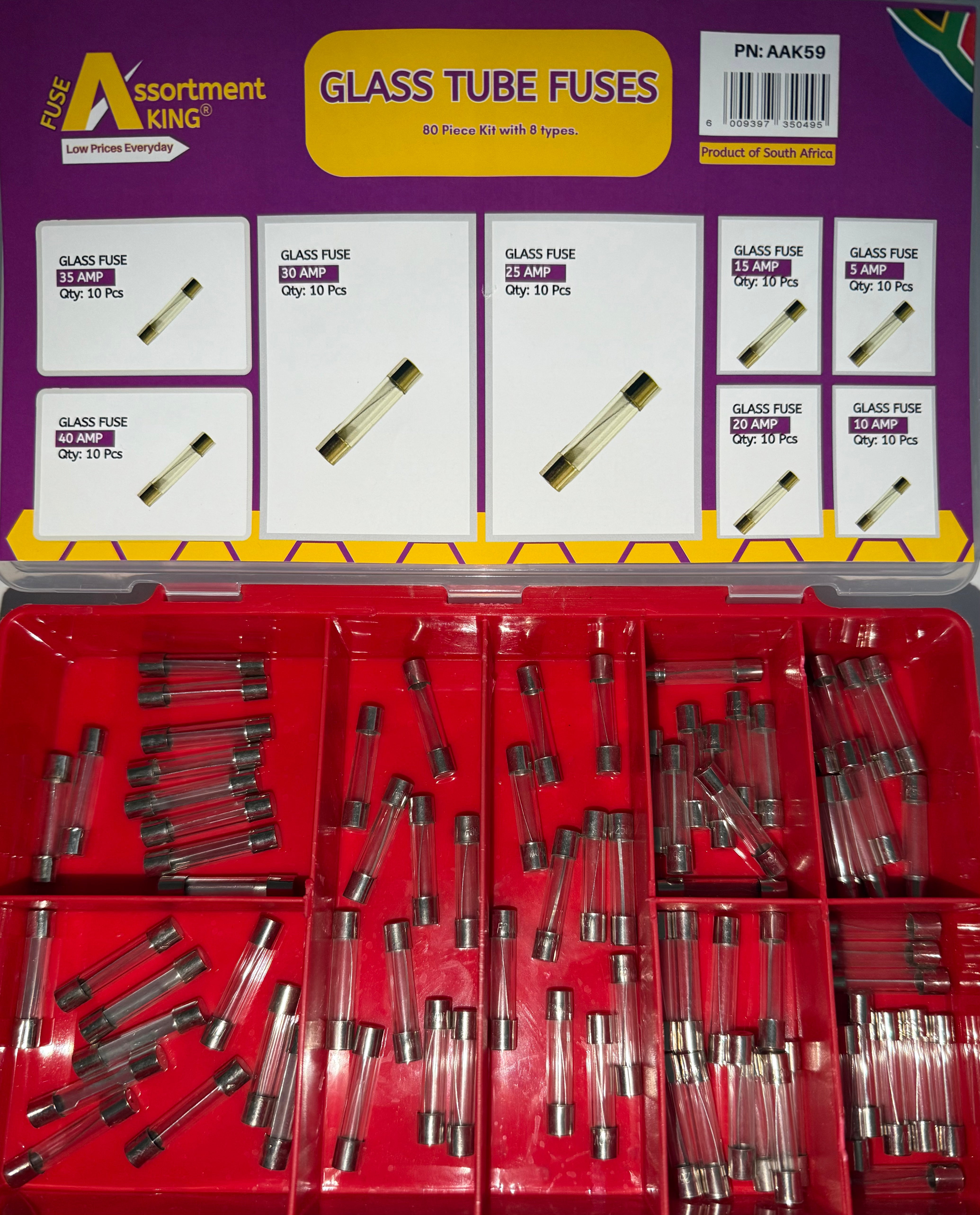 Glass Tube Fuses Assortment Kit - (90 PCE)