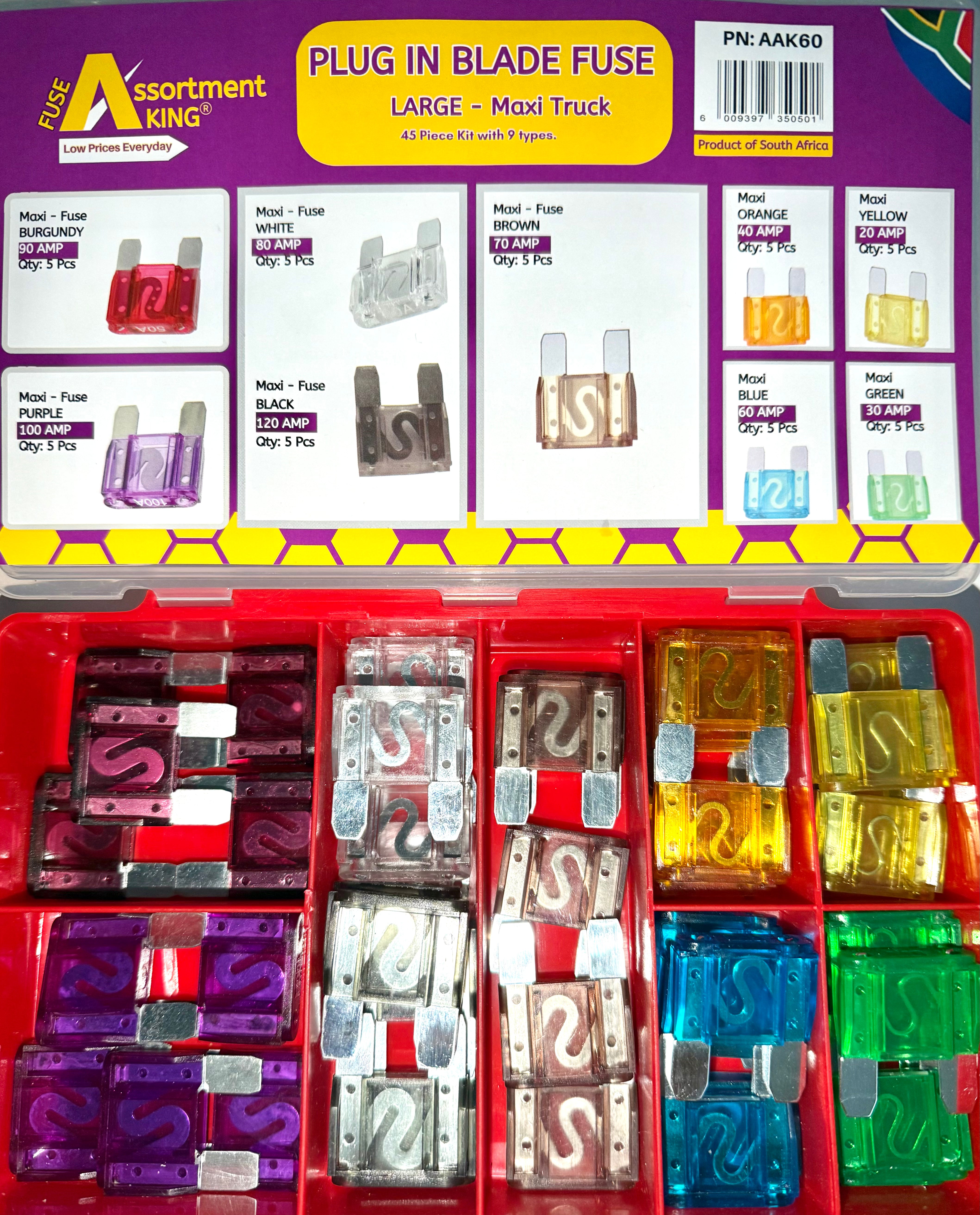 Plug In Blade Fuse-Large-Maxi Truck Assortment Kit (45 PCE)