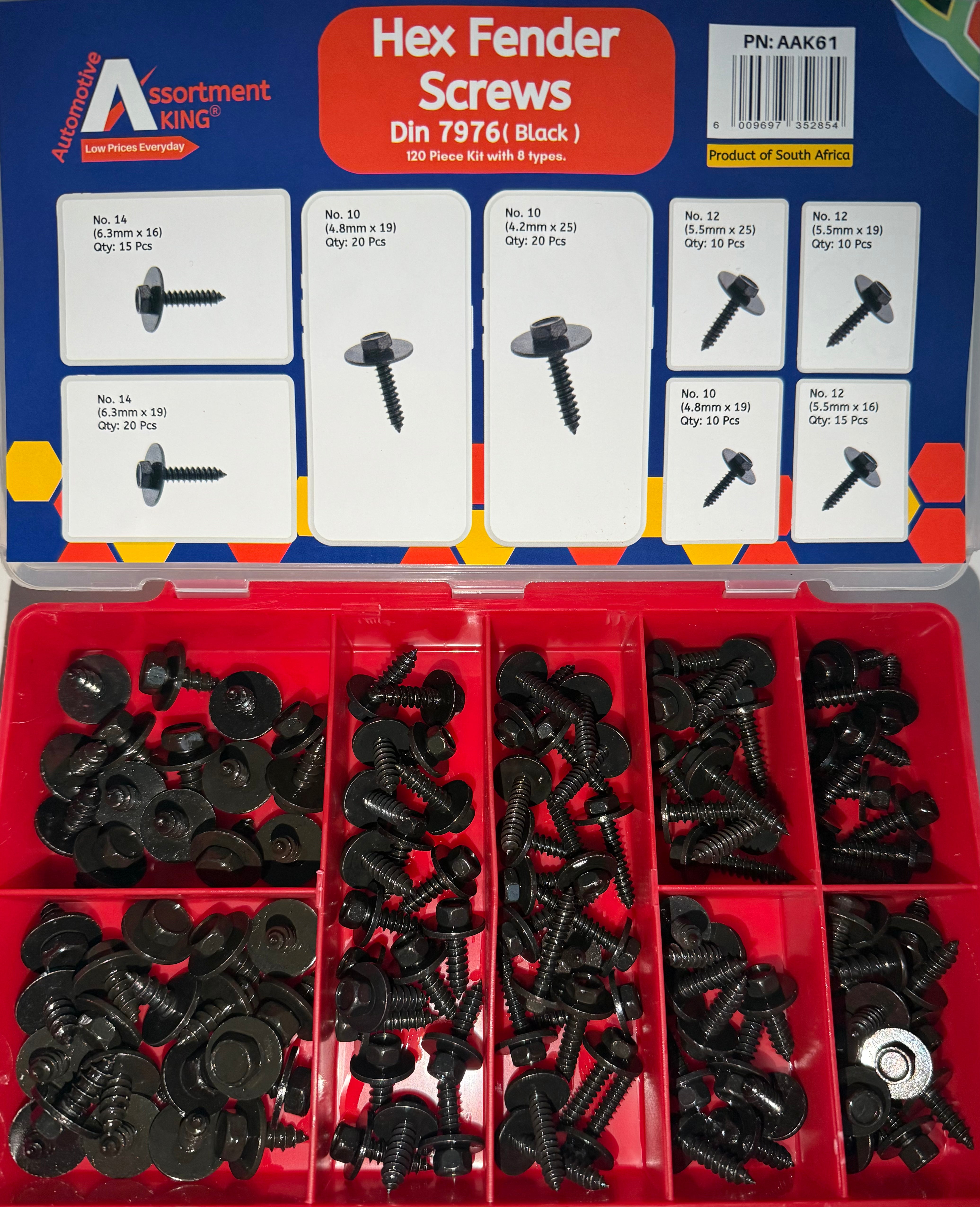 Hex Fender Screws-Din 7976 (Black) | 120 PCS