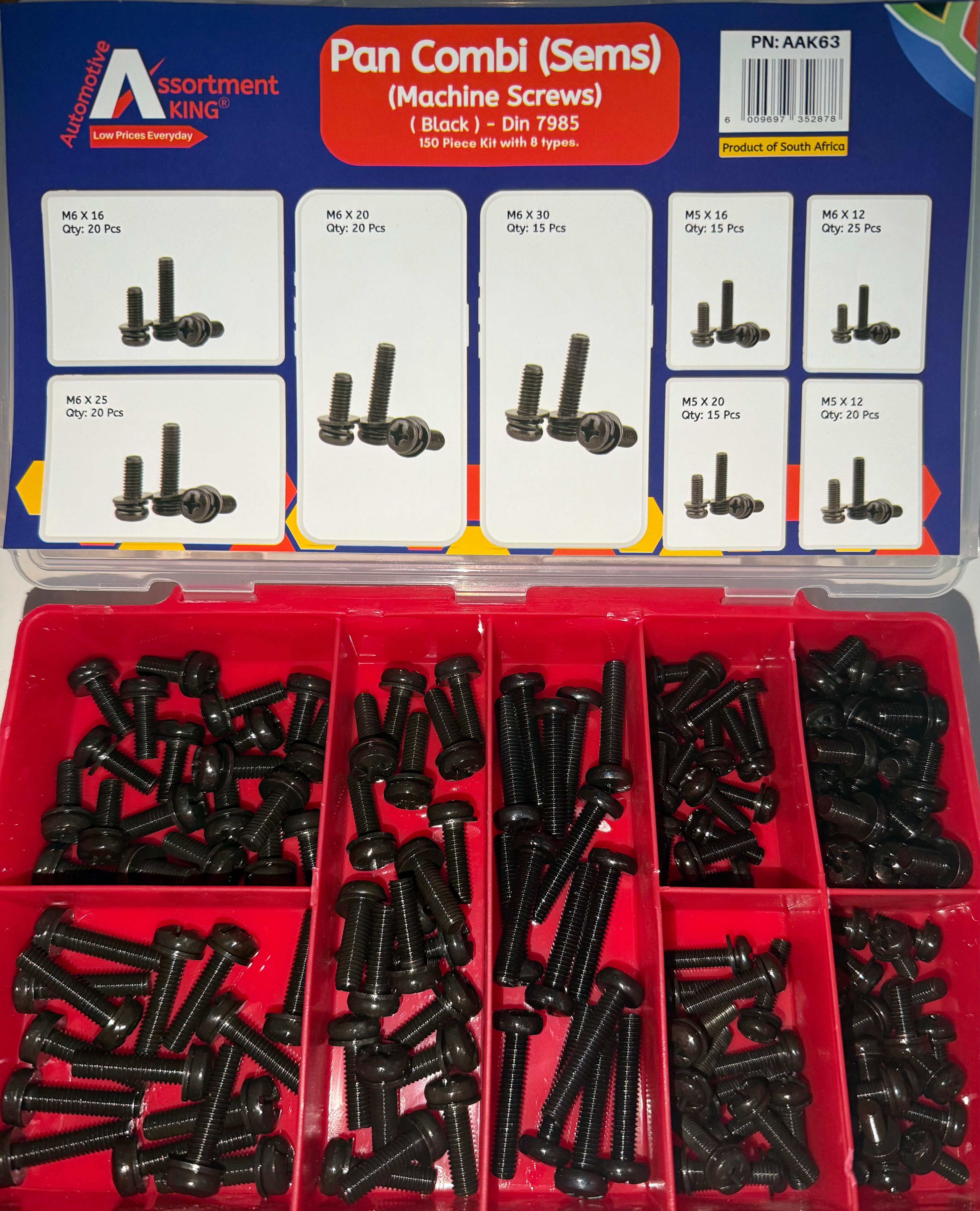 Pan Combi (Sems) (Machine Screws) (Black)-DIN 7985 | 150 PCS
