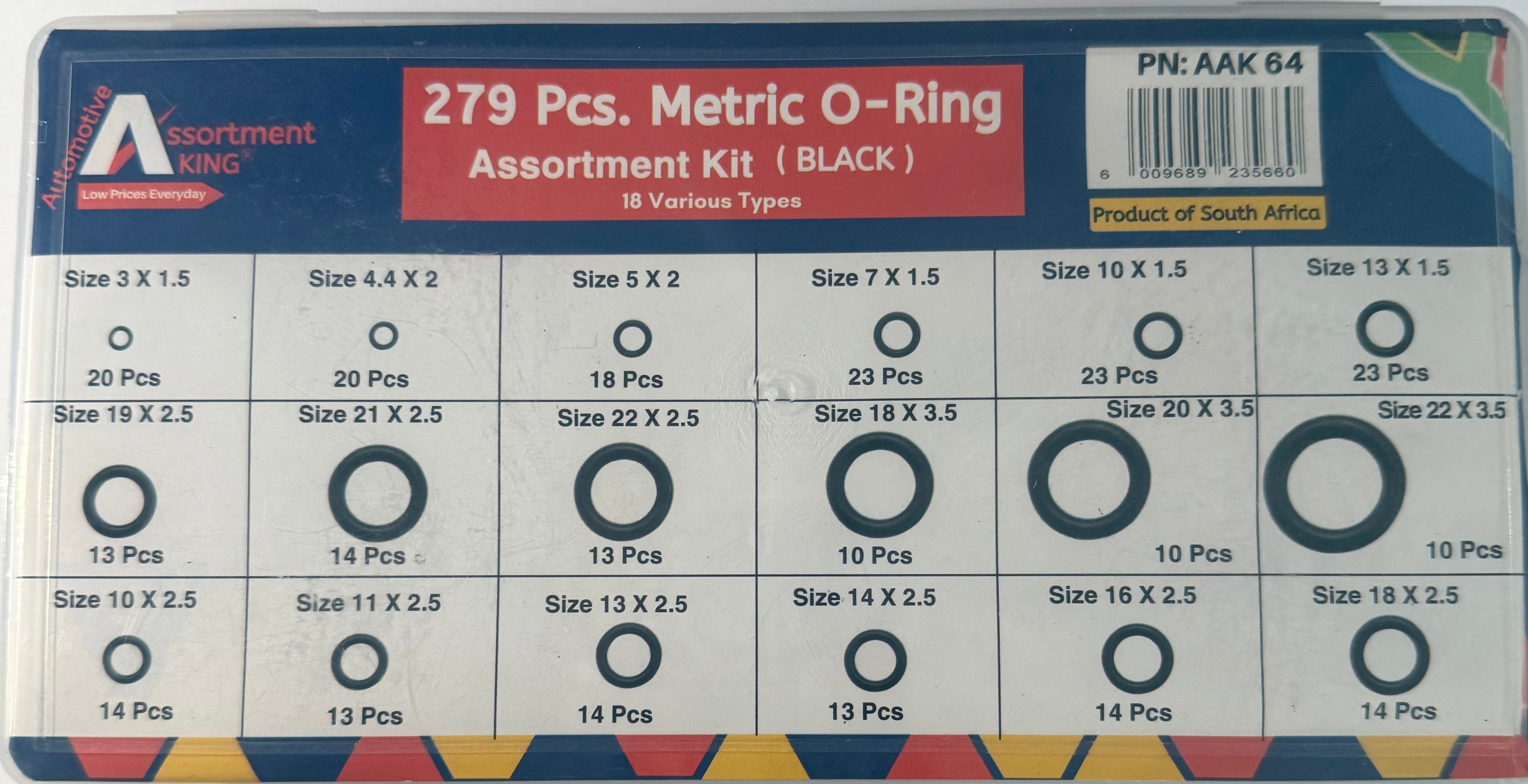 279 Pcs-Metric O-Ring Assortment Kit (Black)