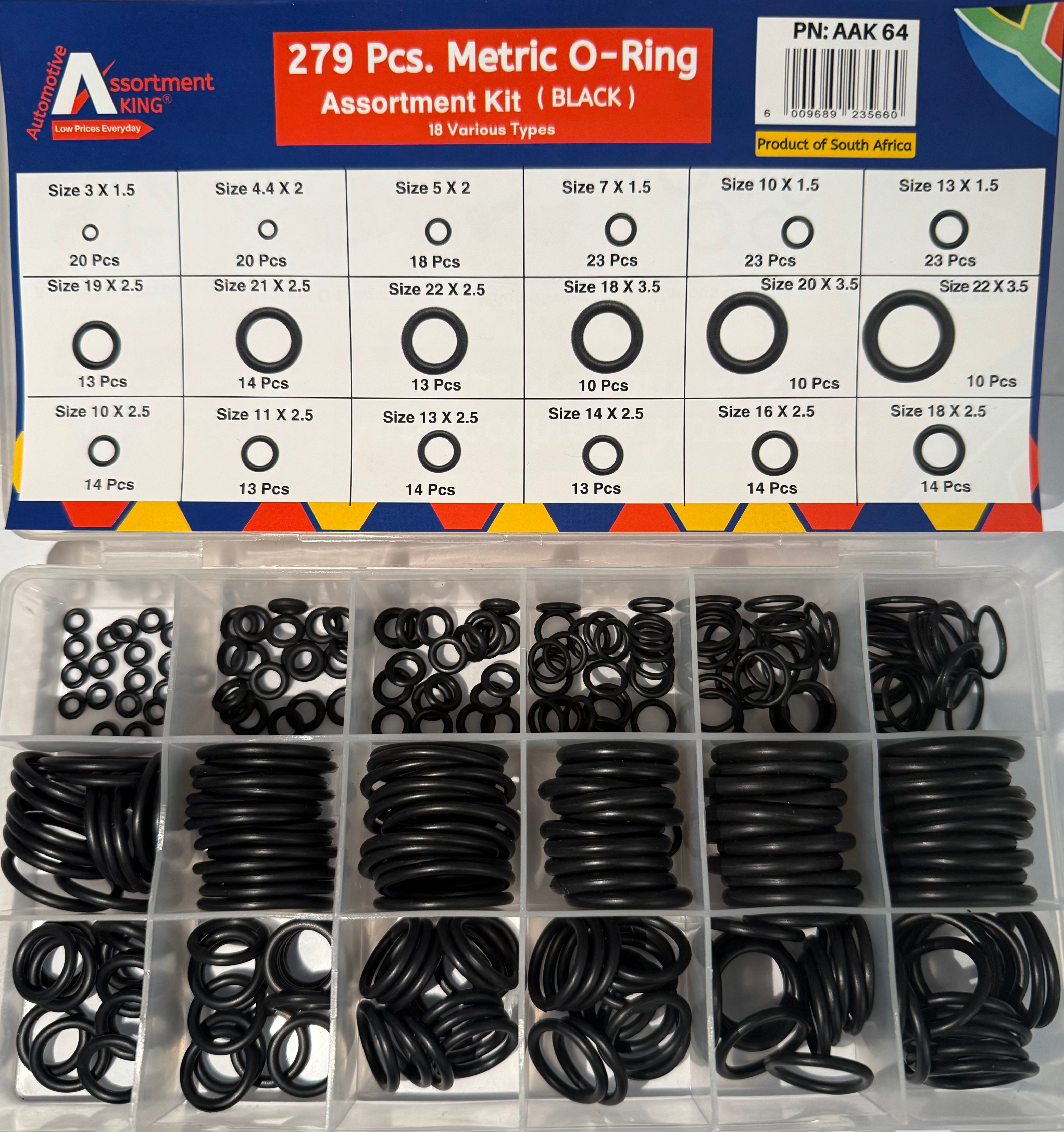 279 Pcs-Metric O-Ring Assortment Kit (Black)