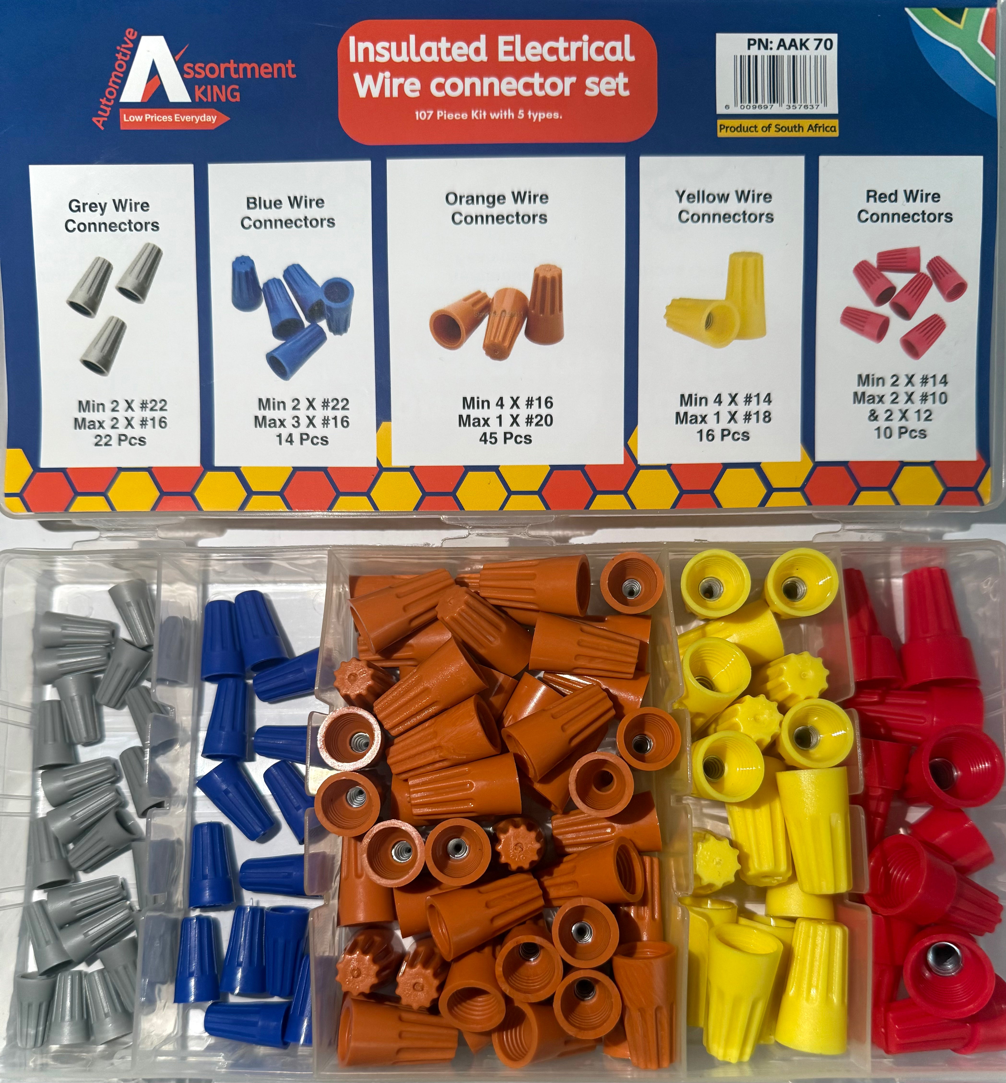 Insulated Electrical Wire Connector Set - 107 PCS