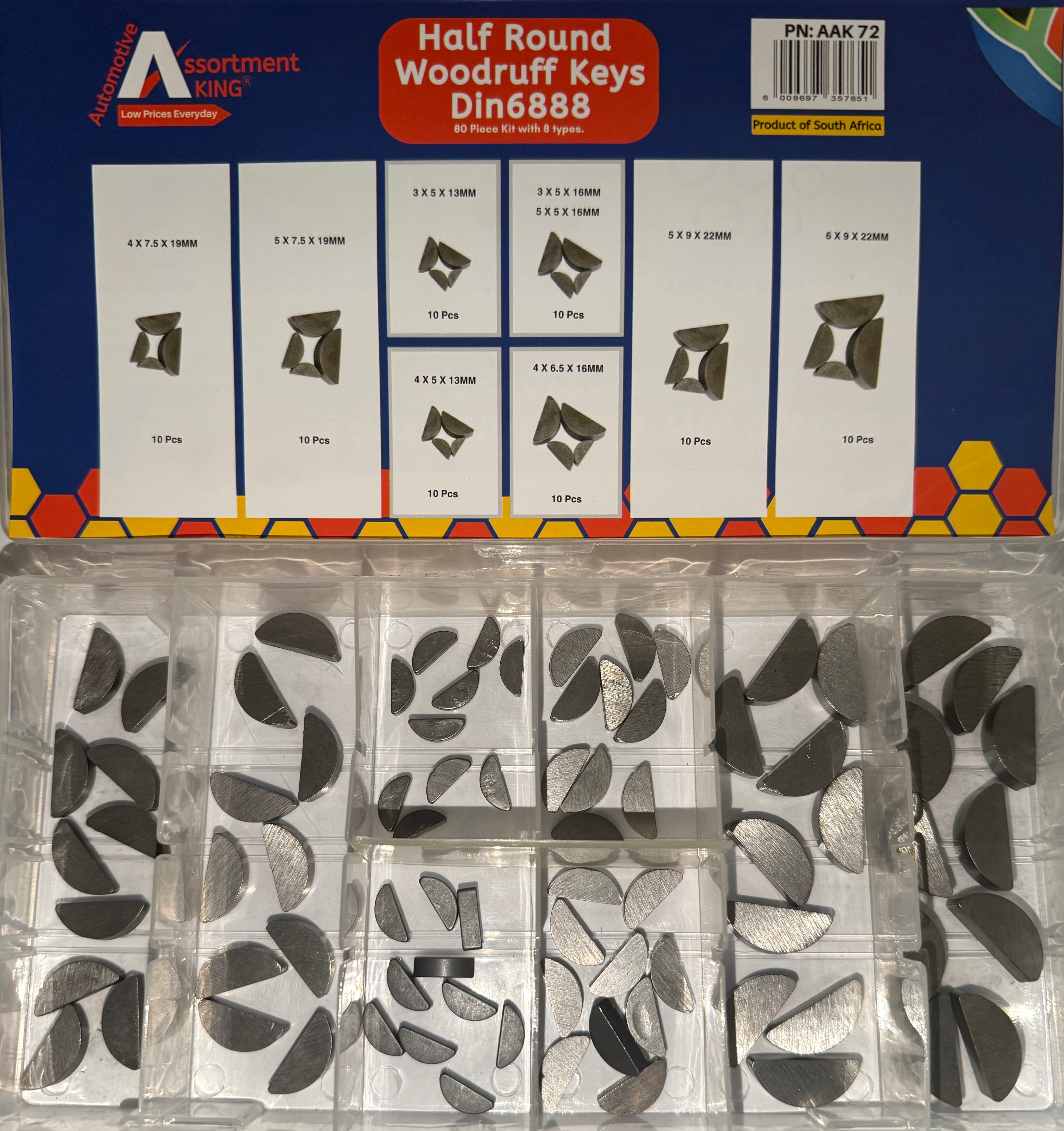 Half Round Woodruff Keys Din 6888 (80 Pieces)