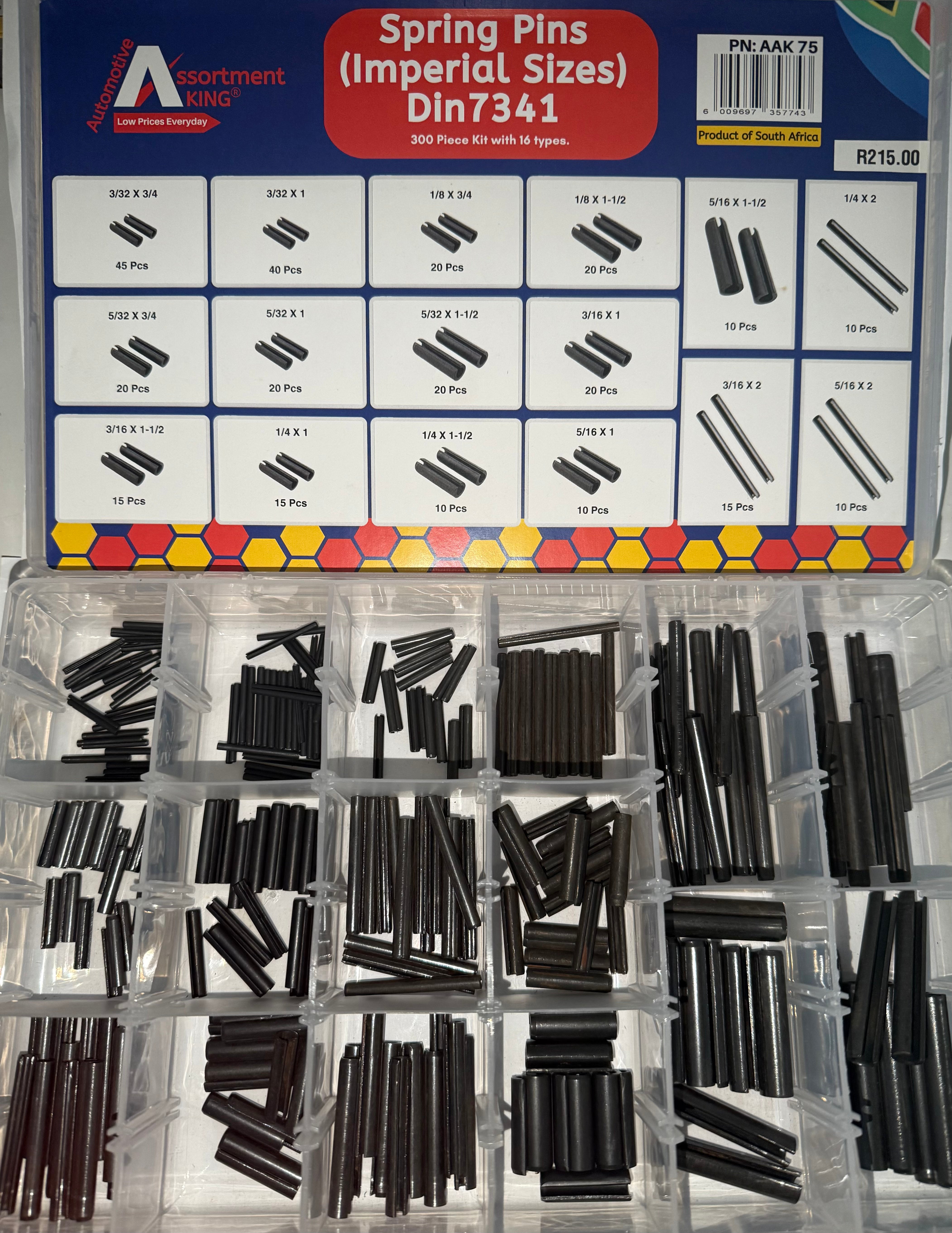 Spring Pins (Imperial Sizes) Din 7341 (300 Pieces) | Large Box