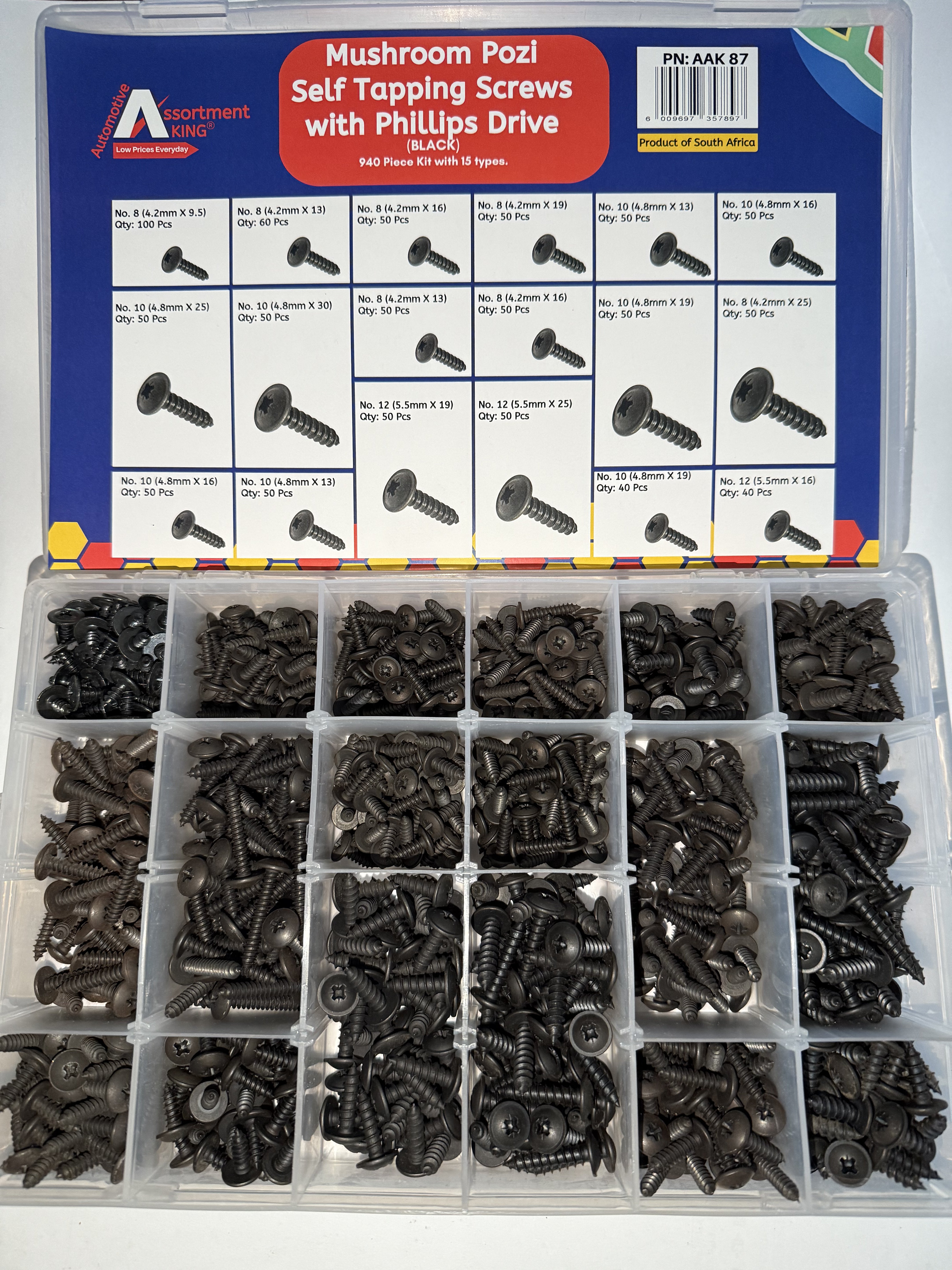 Mushroom Pozi Self Tapping Screws with Phillips Drive – 940 Pieces | Large Box