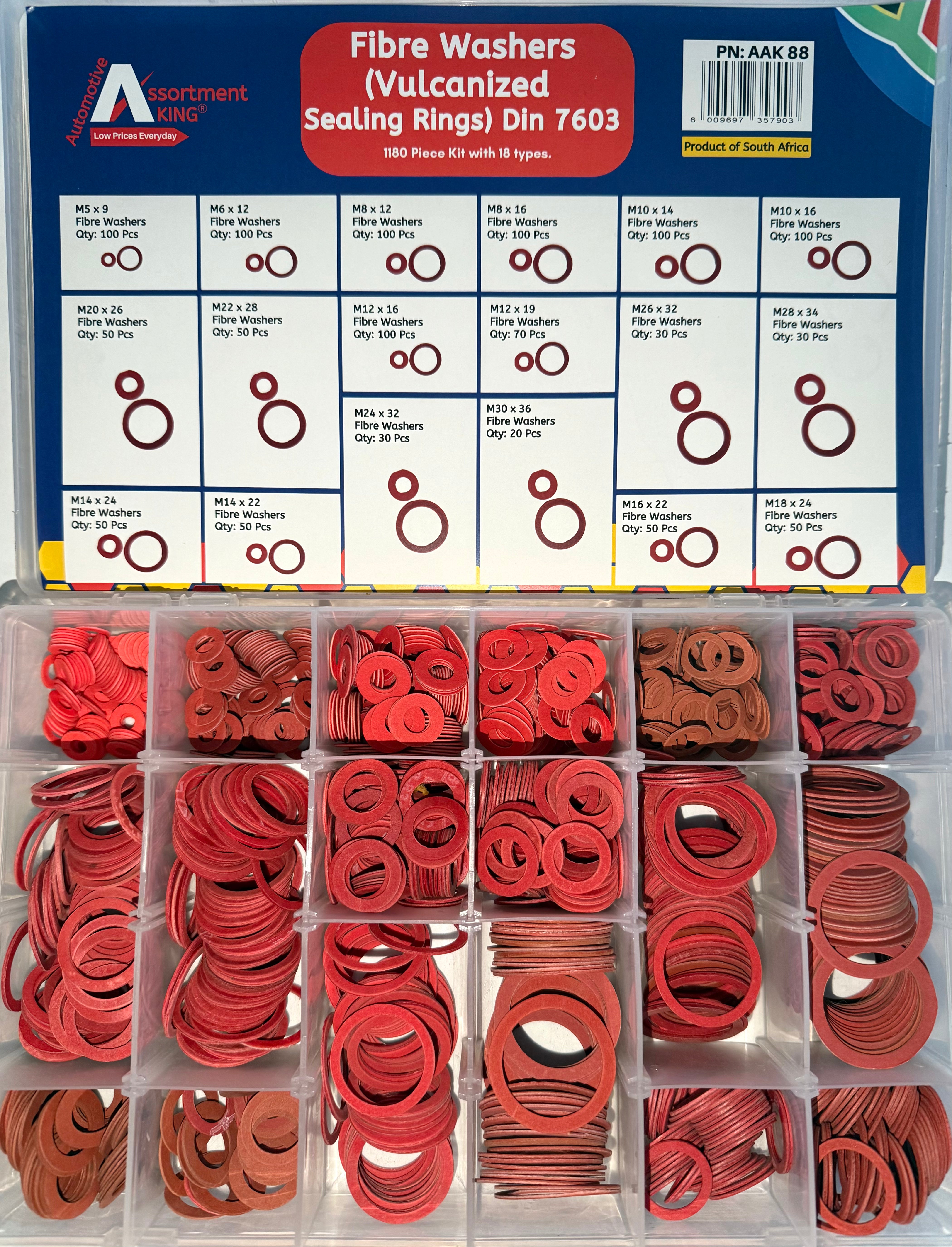 Fibre Washers (Vulcanised Sealing Rings) Din 7603 - 1,180 Pieces