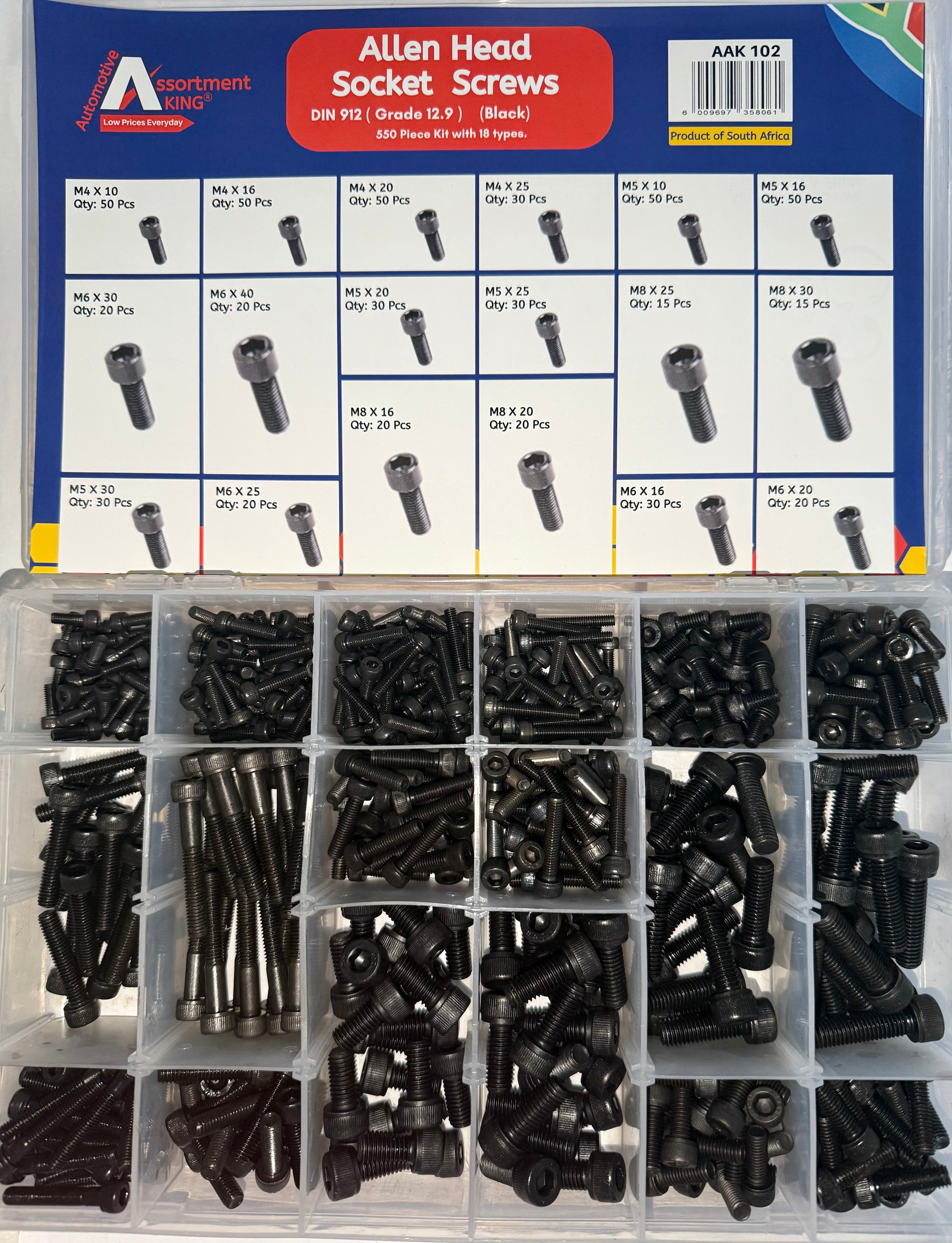 Allen Head Socket Screws - Din 912 (Grade 12.9) (Black) 550 PCS | Large Box