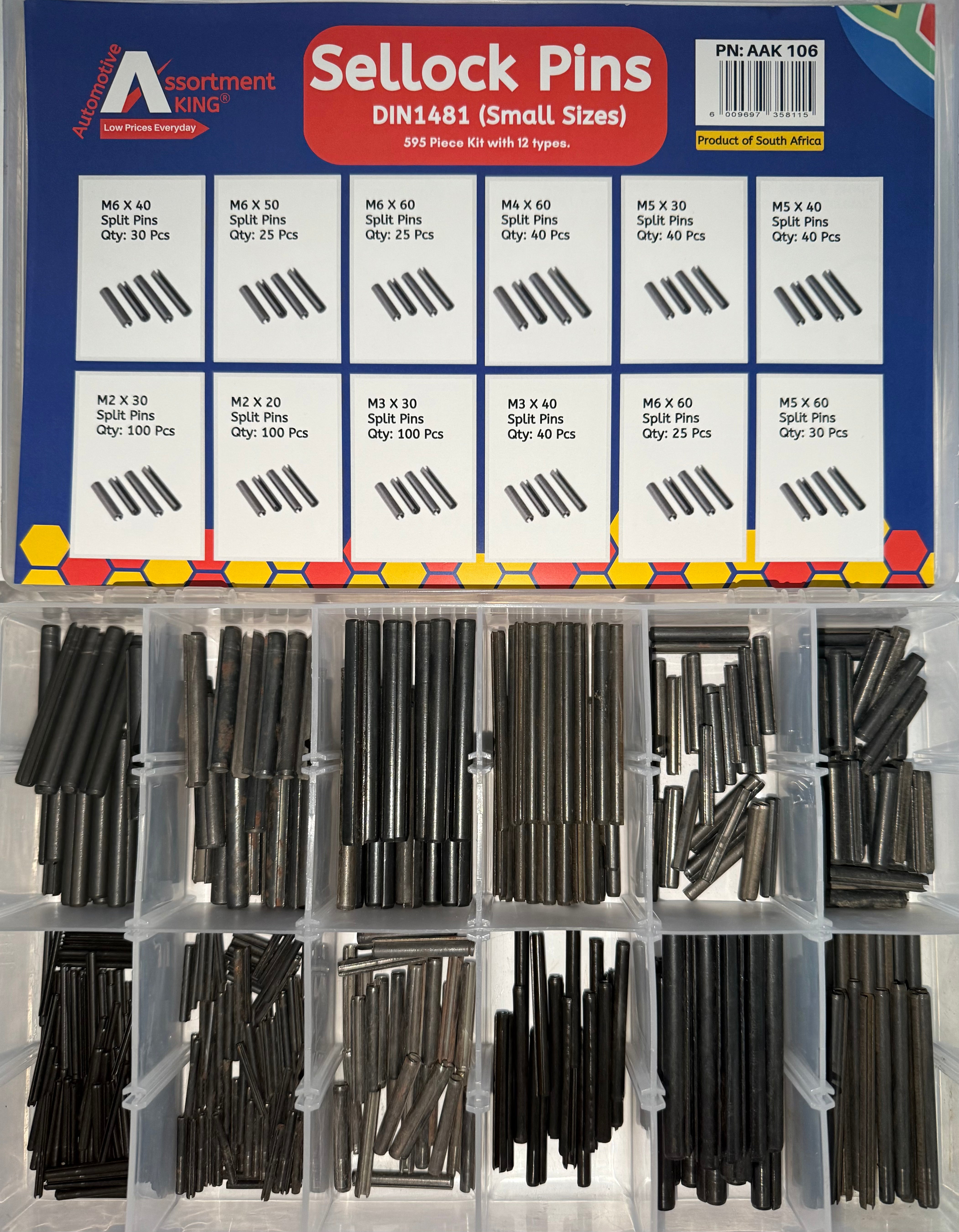 Sellock Pins - Din 1481 (Small Sizes) - Small Sizes Assorted Kit 595 PCS | Large Box