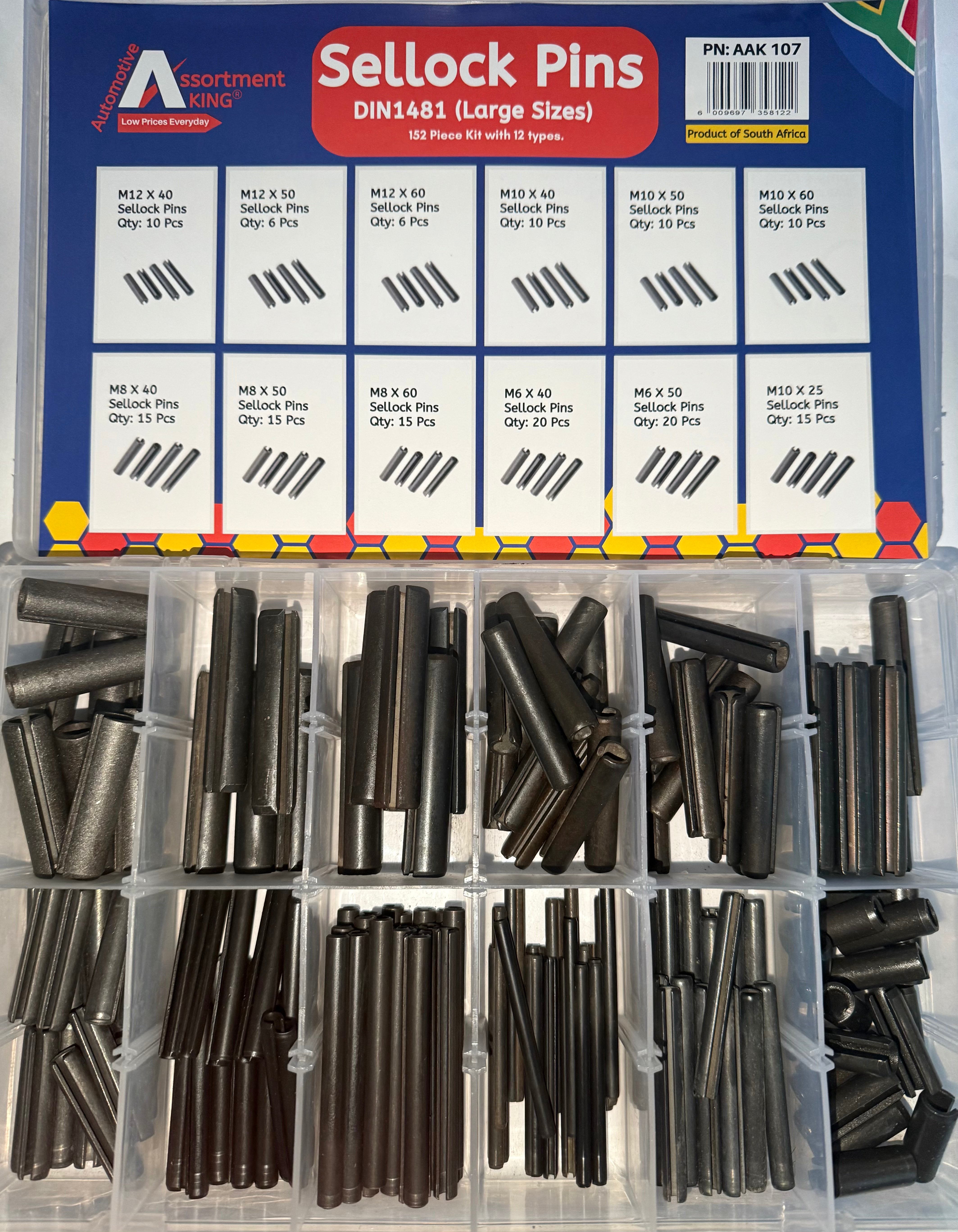 Sellock Pins - Din 1481 (Large Sizes) 152 PCS | Large Box