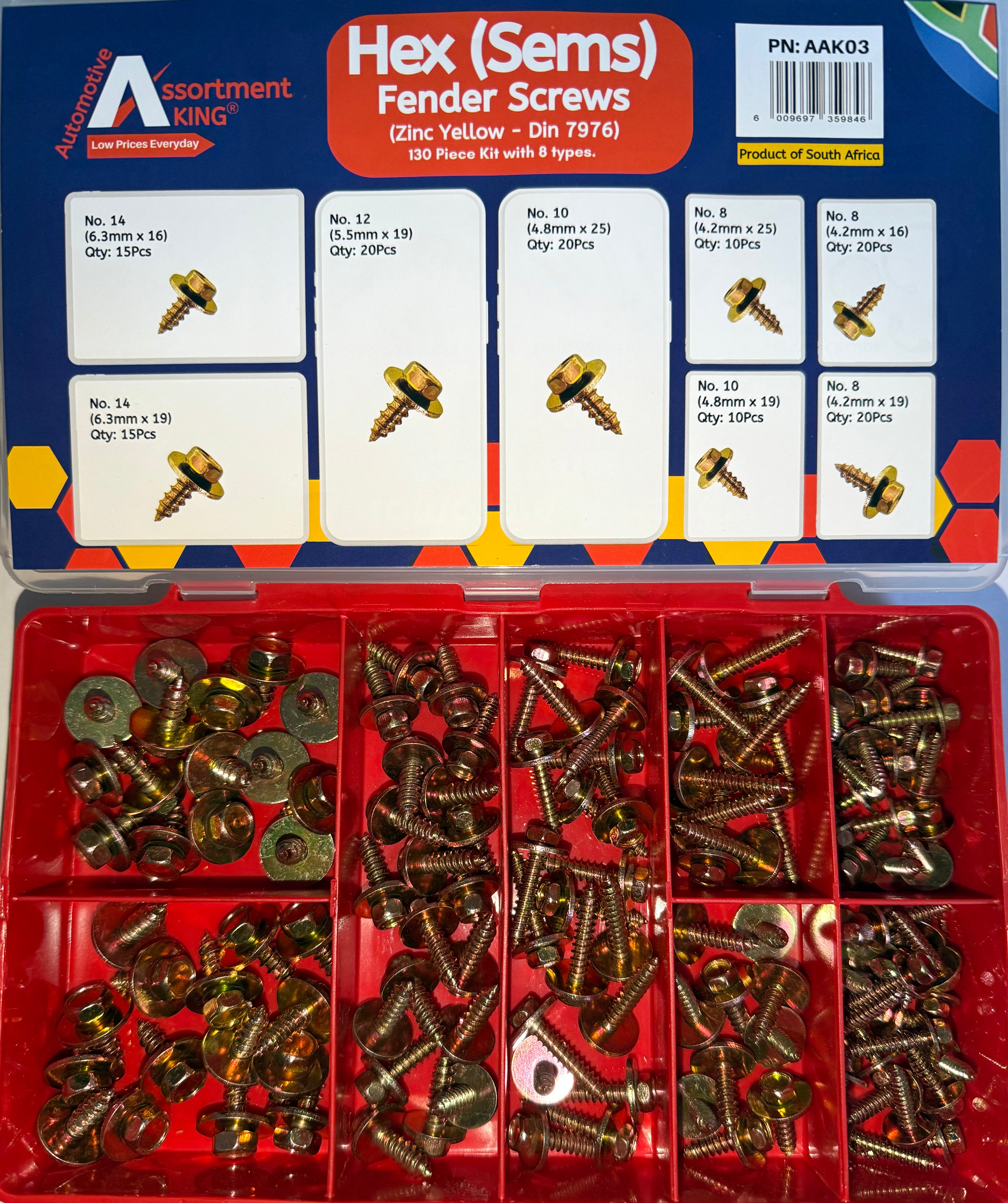 Hex Sems Fender Screws Zinc Yellow - Din 7976