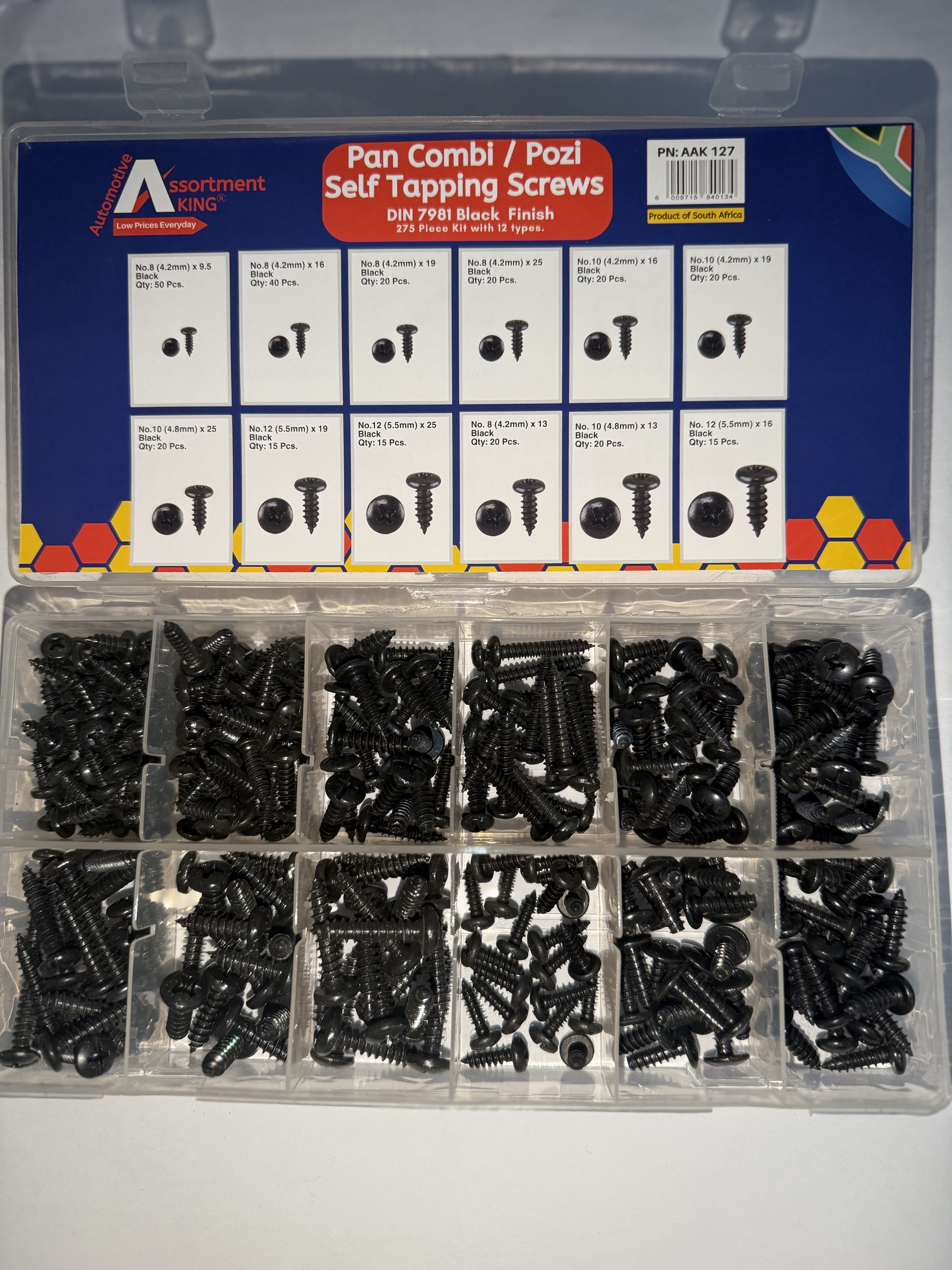 Pan Combi/Pozi Self Tapping Screws - Din 7981 Black Finish | 275 PCS