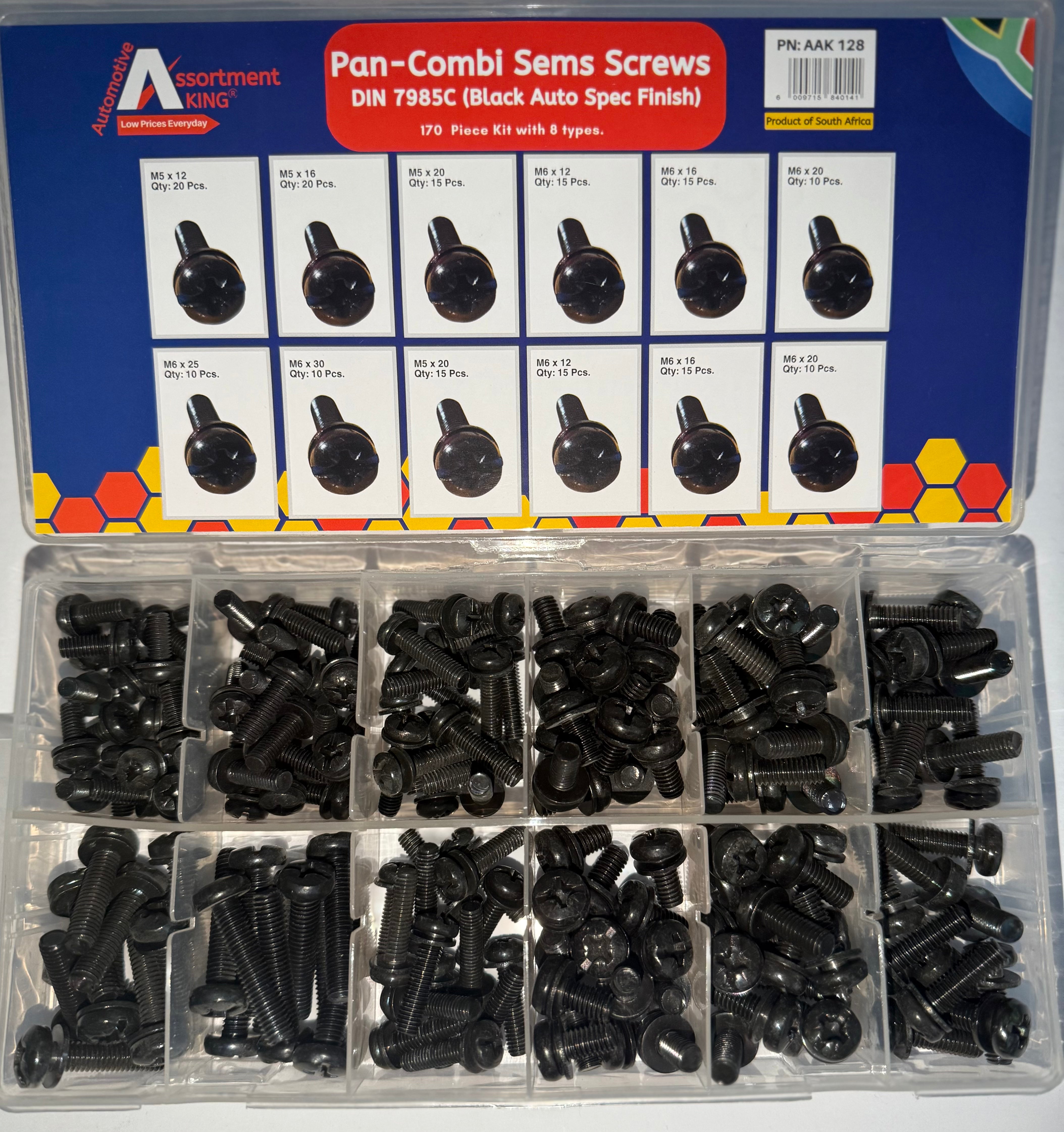 Pan-Combi Sems Screws - Din 79850 (Black Auto Spec Finish) | 170 PCS