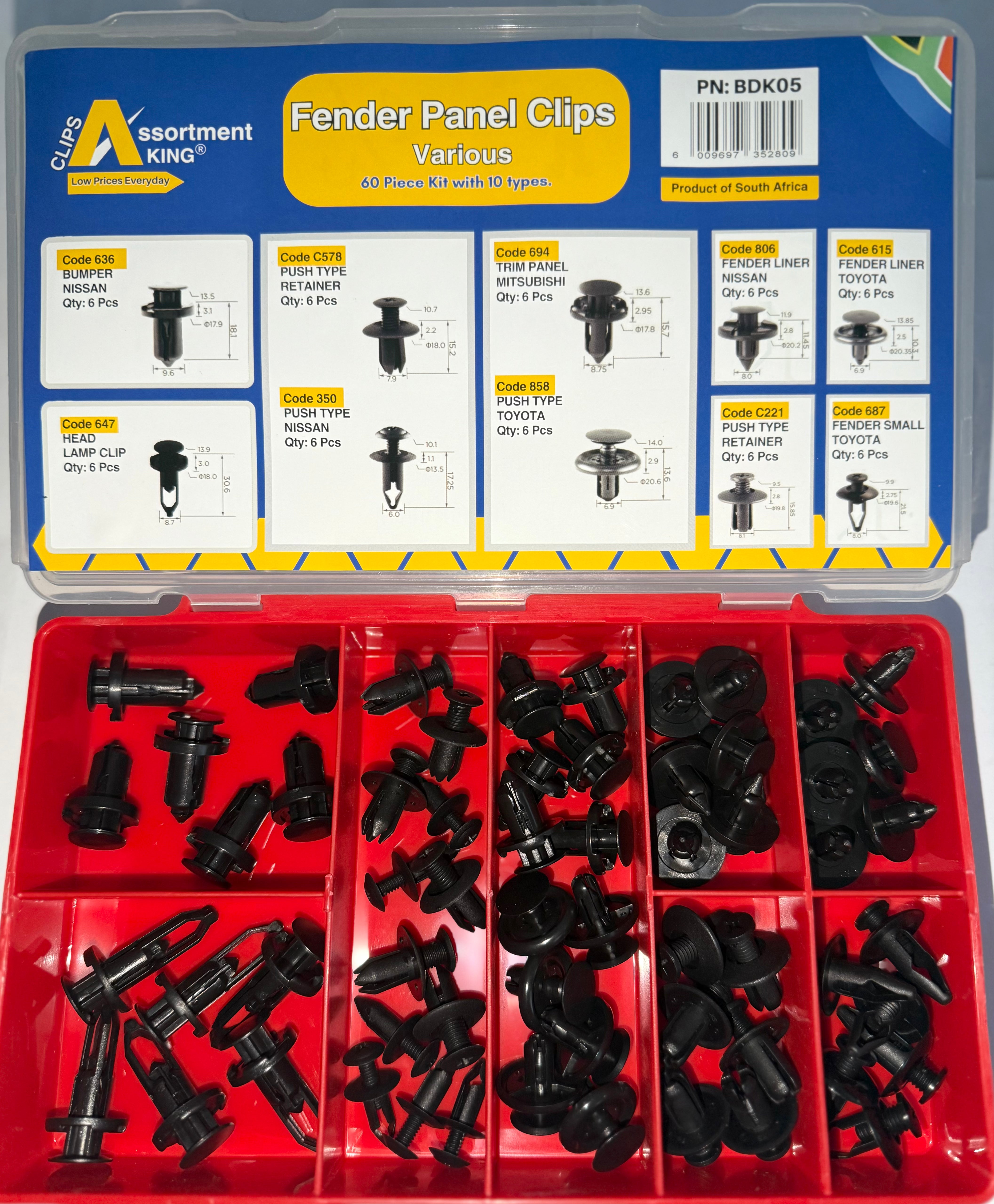 Fender Panel Clips - Mixed Retainers | 60 PCS