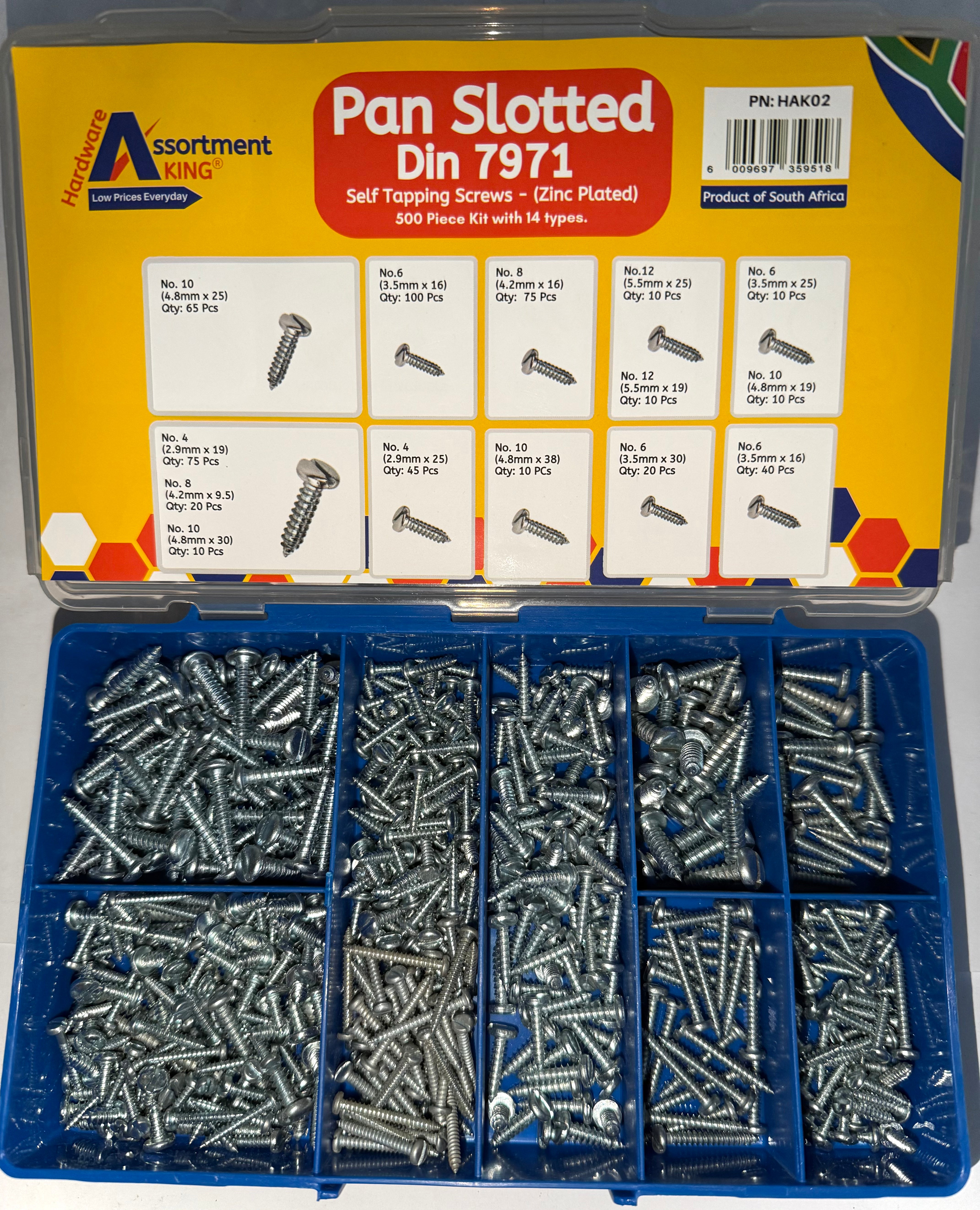 Pan Slotted DIN 7971 Self Tapping Screws Kit – 500 PCE Assortment