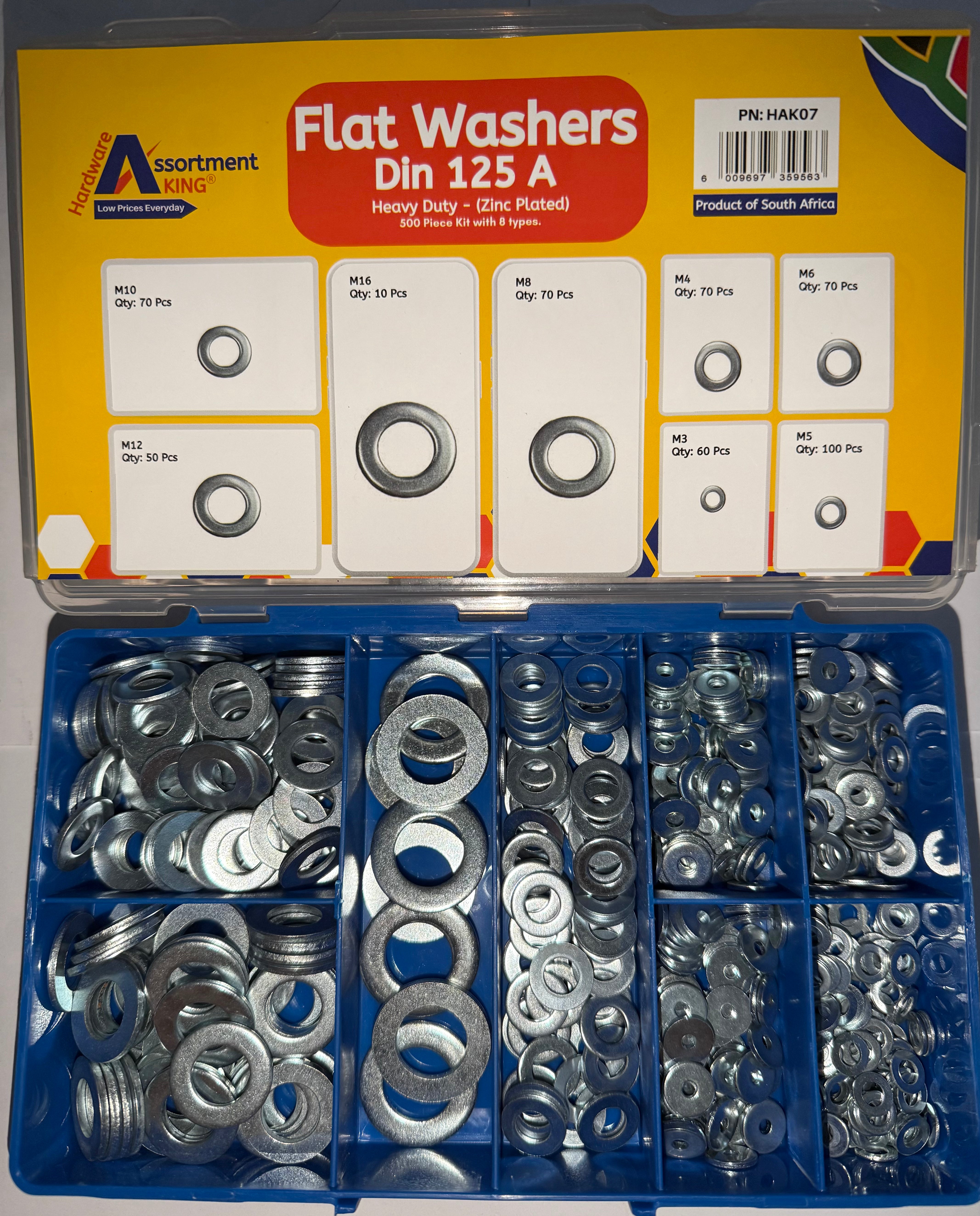 Flat Washers DIN125A Heavy Duty Zinc Platted – 500 PCE DIN Assortment Kit