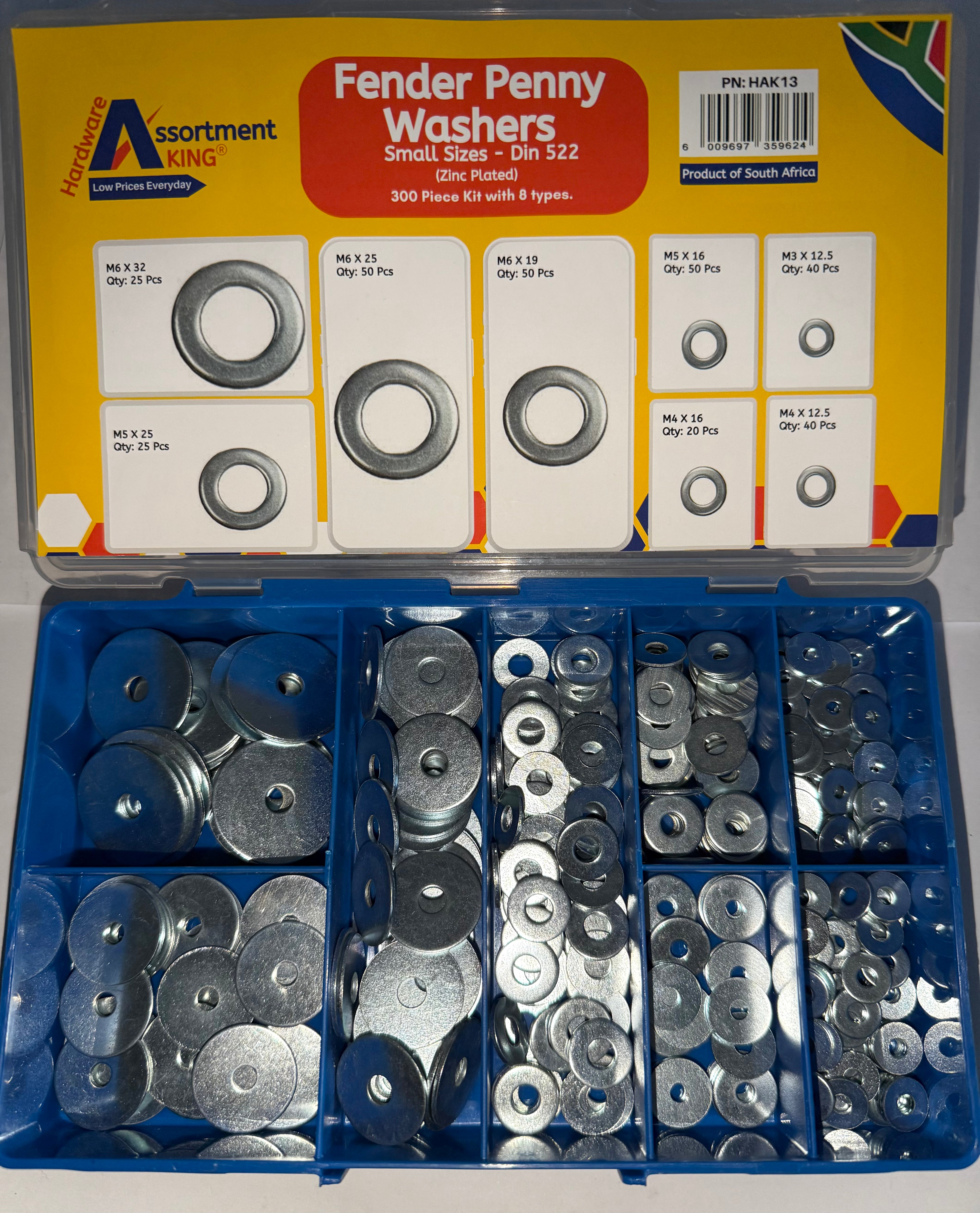 Fender Penny Washers Assortment Kit – 300 PCE | Small Sizes | DIN 522