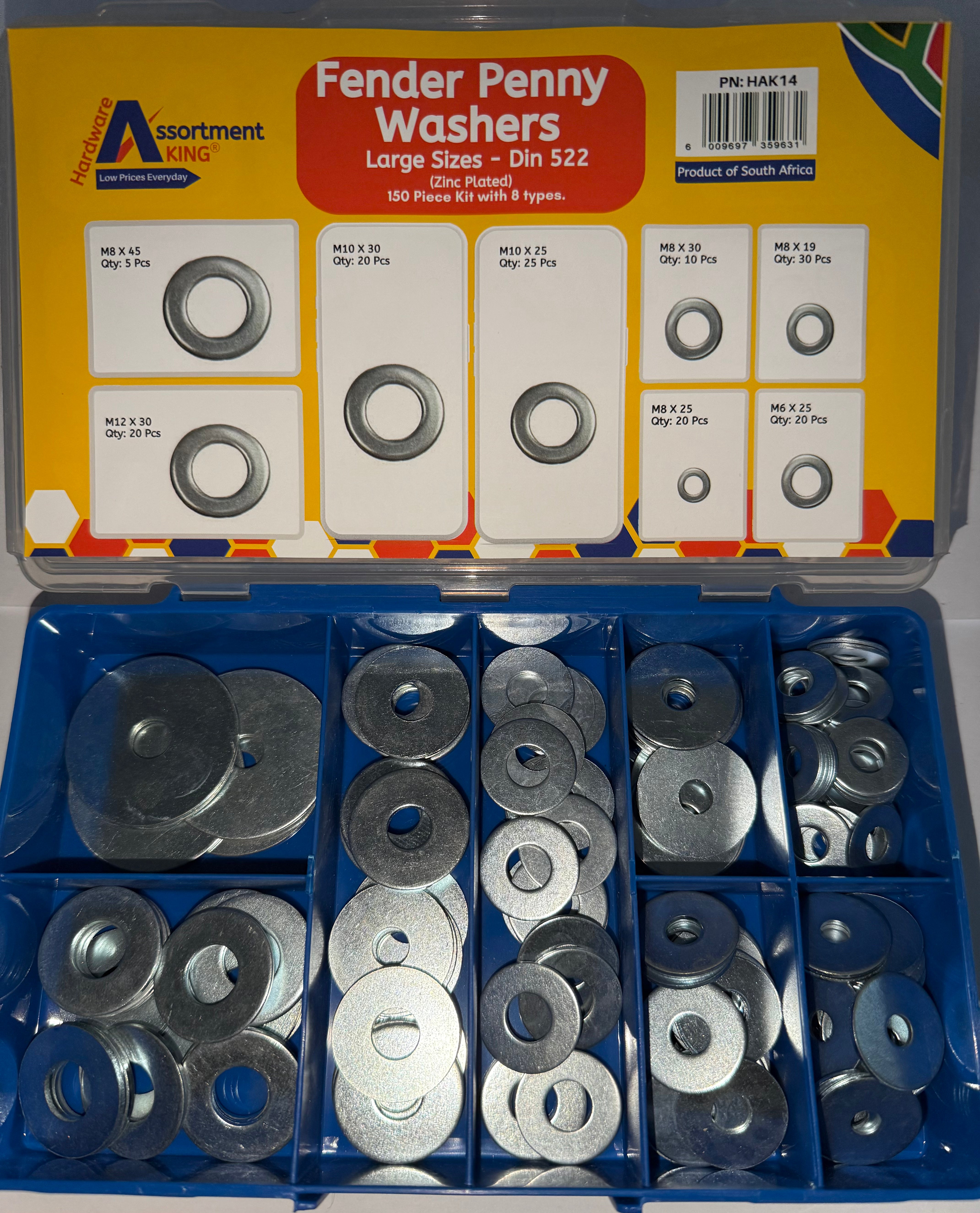 Fender Penny Washers Large Sizes Assortment Kit – 150 PCE | DIN 522