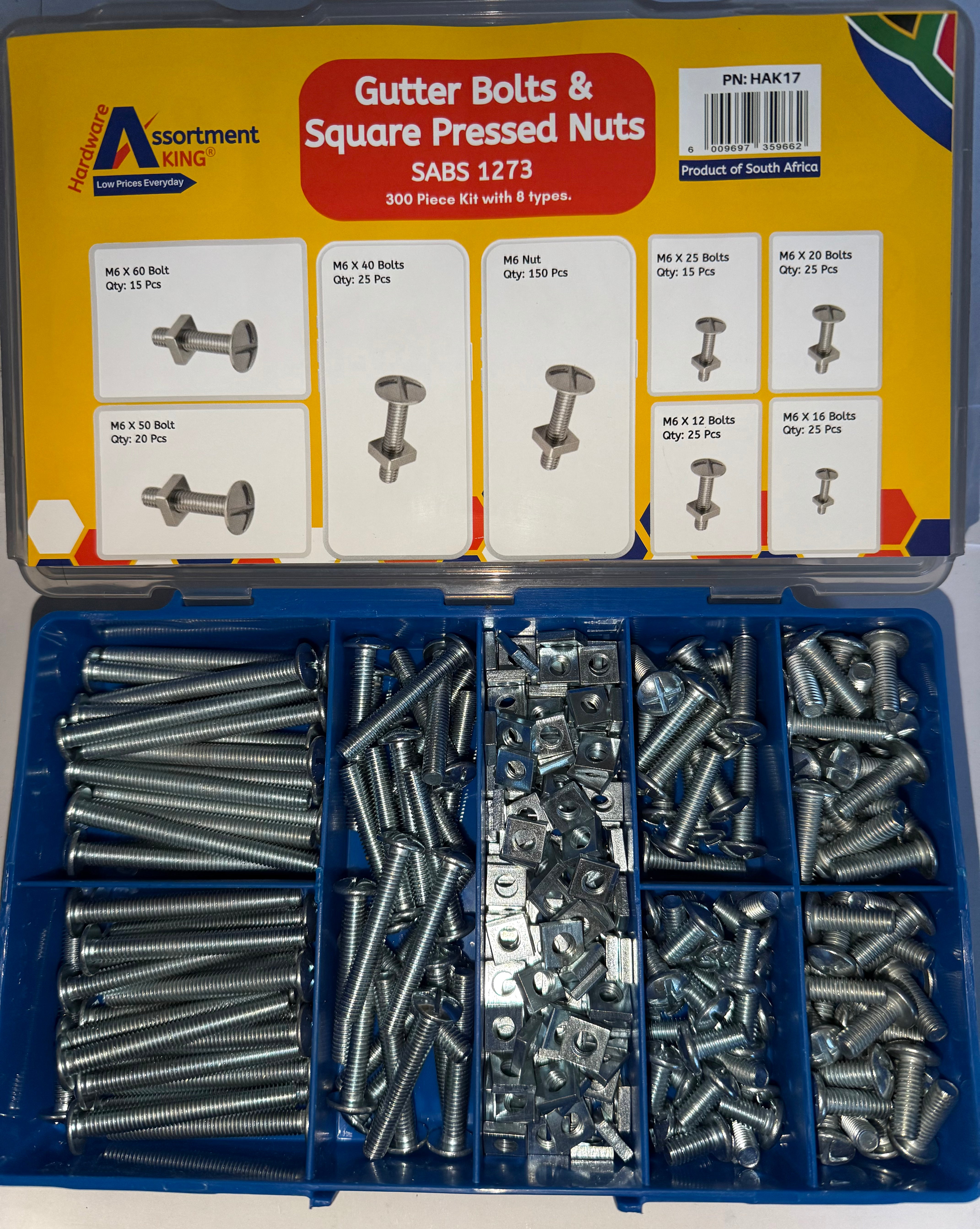 Gutter Bolts & Square Pressed Nuts - SABS 1273 | 300 PCS