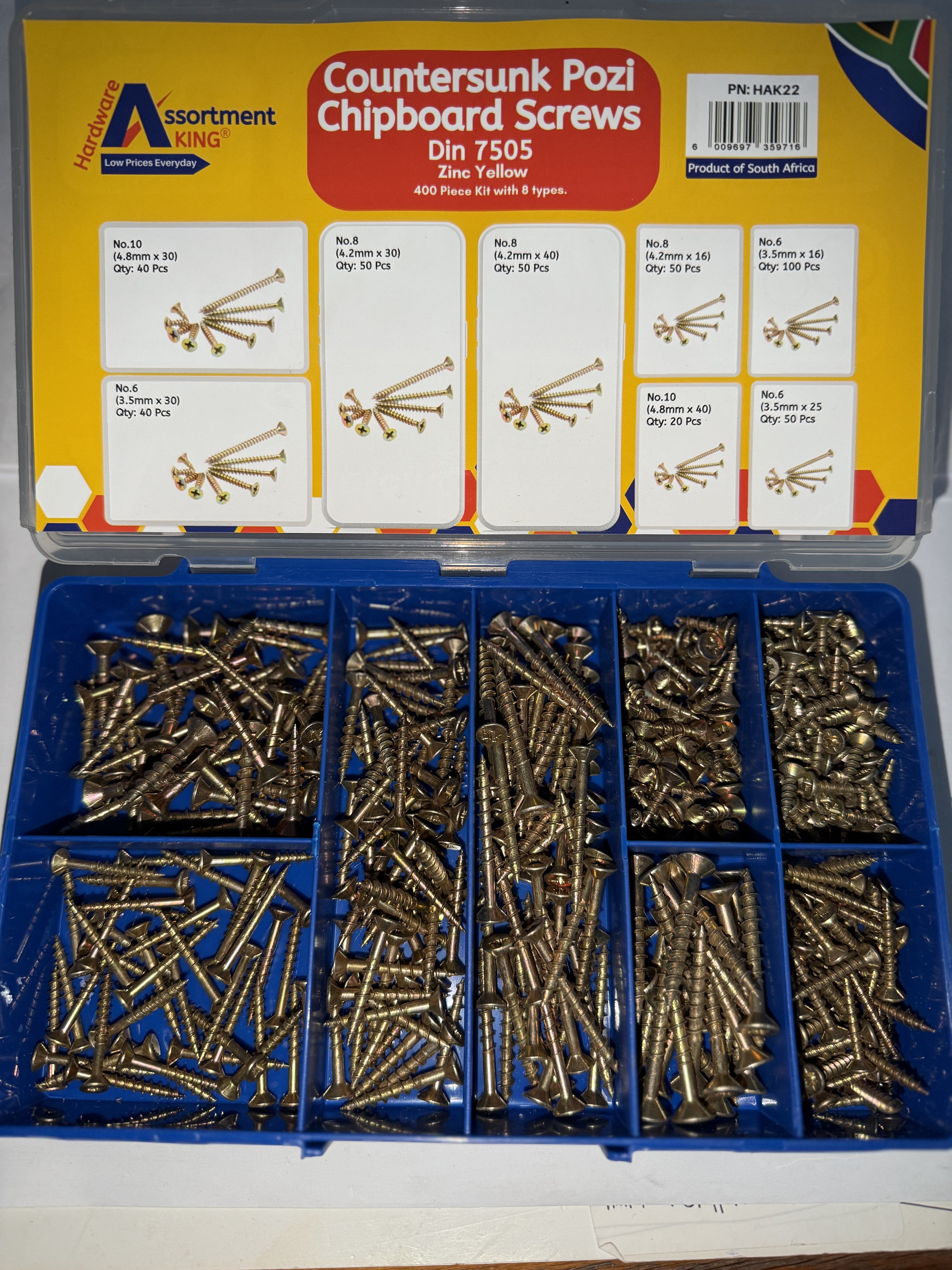 Countersunk Pozi Chipboard Screws - Din 7505 Zinc Yellow | 400 PCS