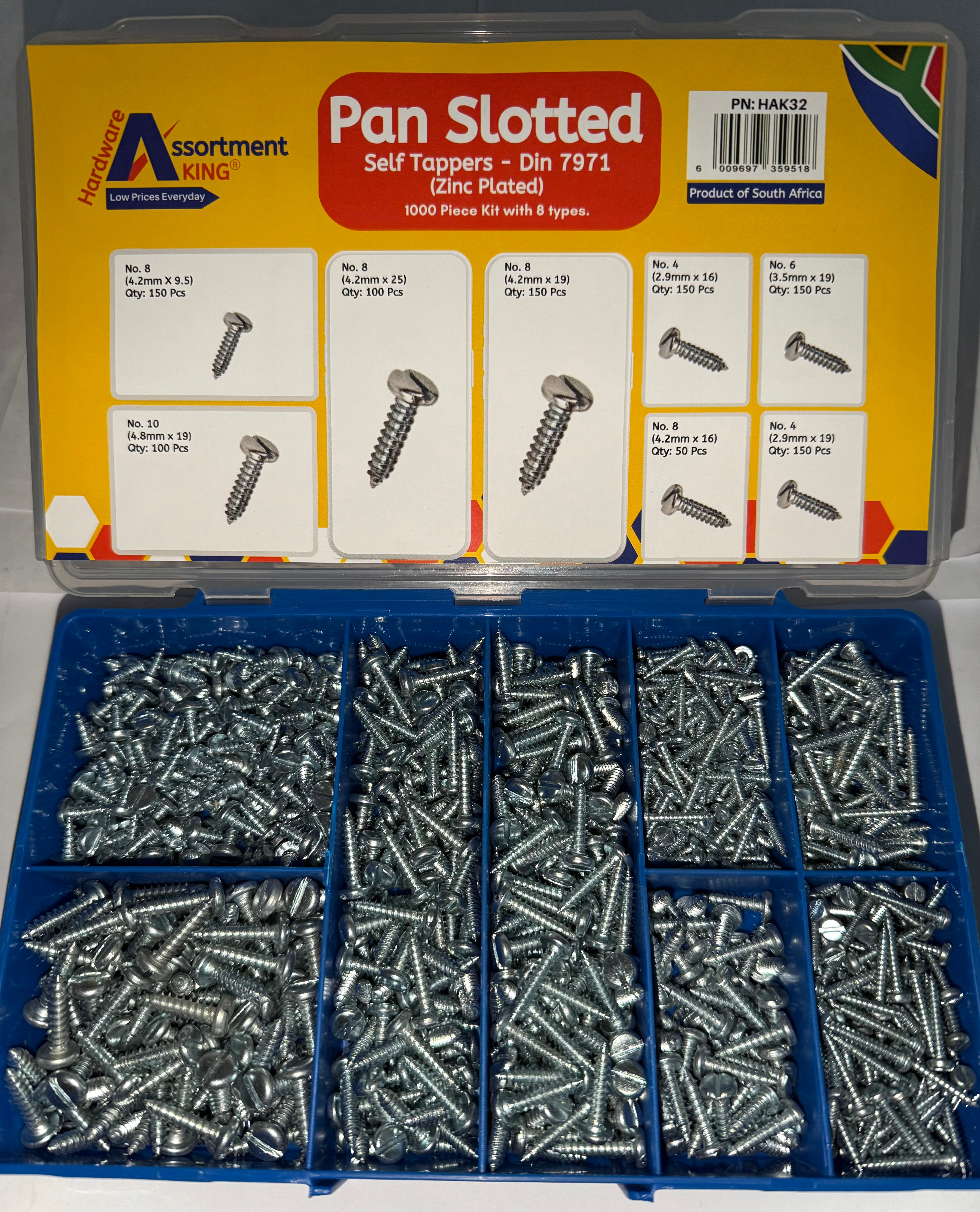 Pan Slotted Self Tapper - (Zinc Plated) Assortment Kit – 1,000 PCE