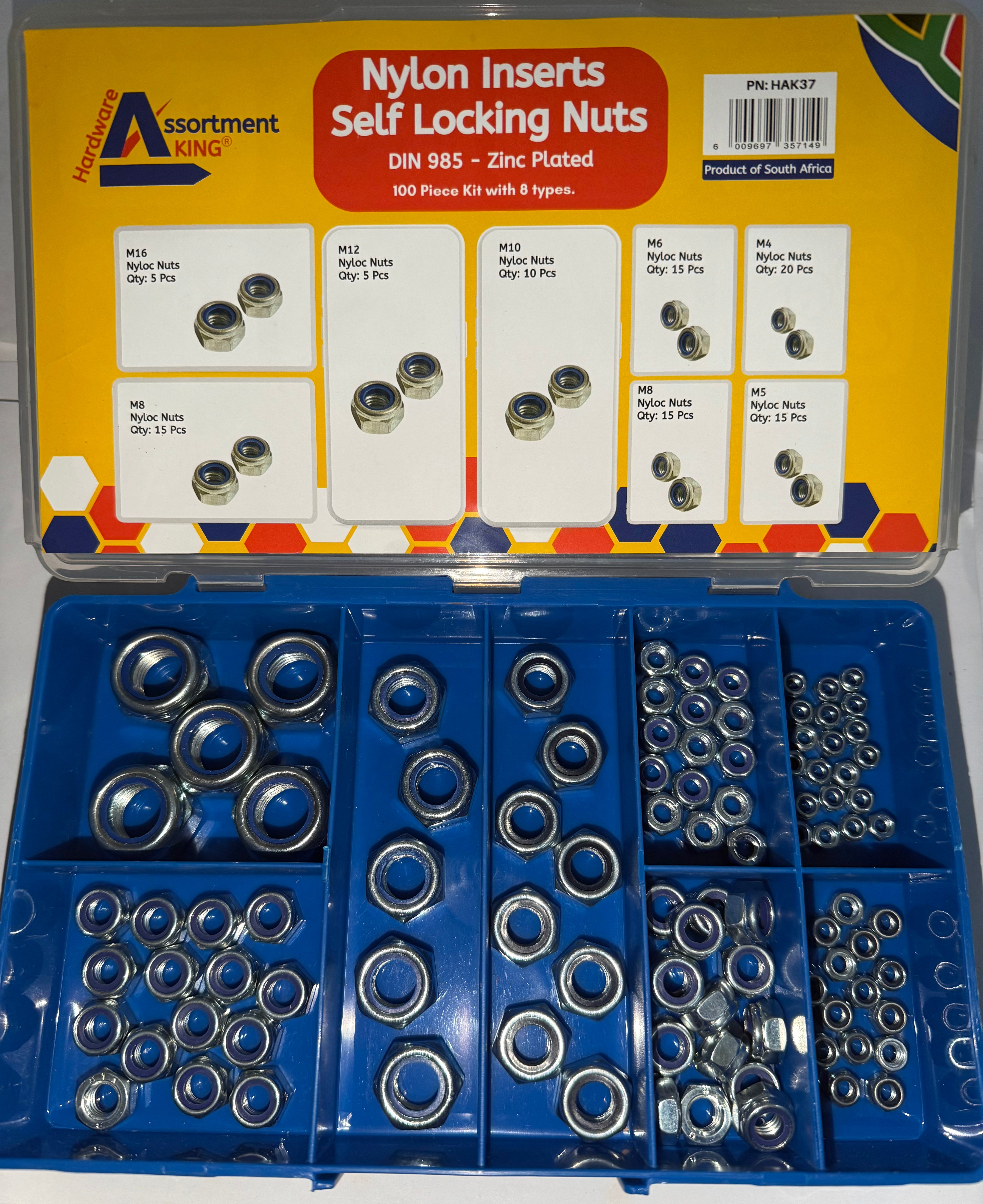 Nylon Inserts Self Locking Nut - Din 985 - Zinc Plated - 100 PCE