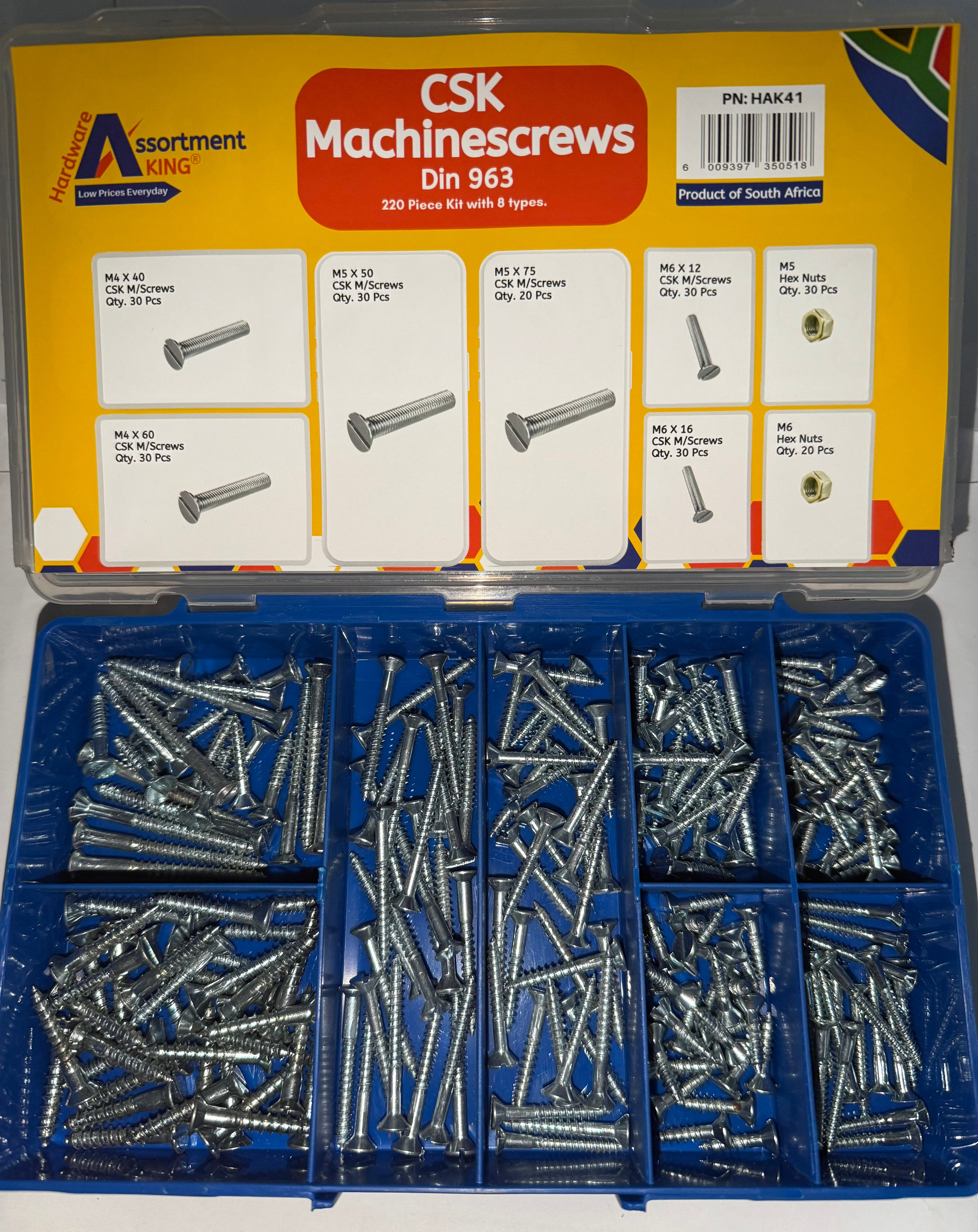 Countersunk Woodscrews Assortment Kit -Din 97 - Zinc Plated - 200 PCE