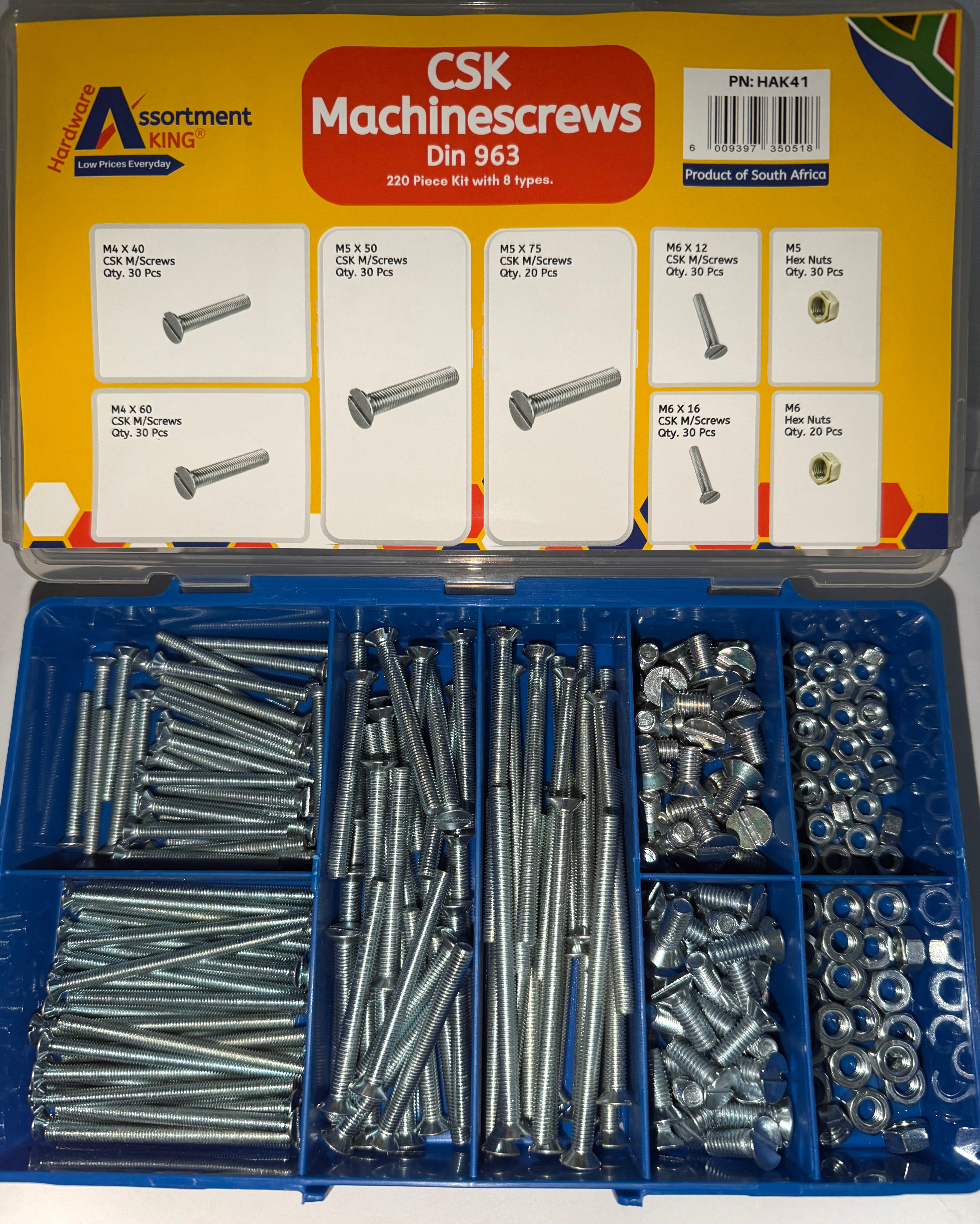 CSK Machine Screws - Din 963 - Zinc Plated 220 PCE