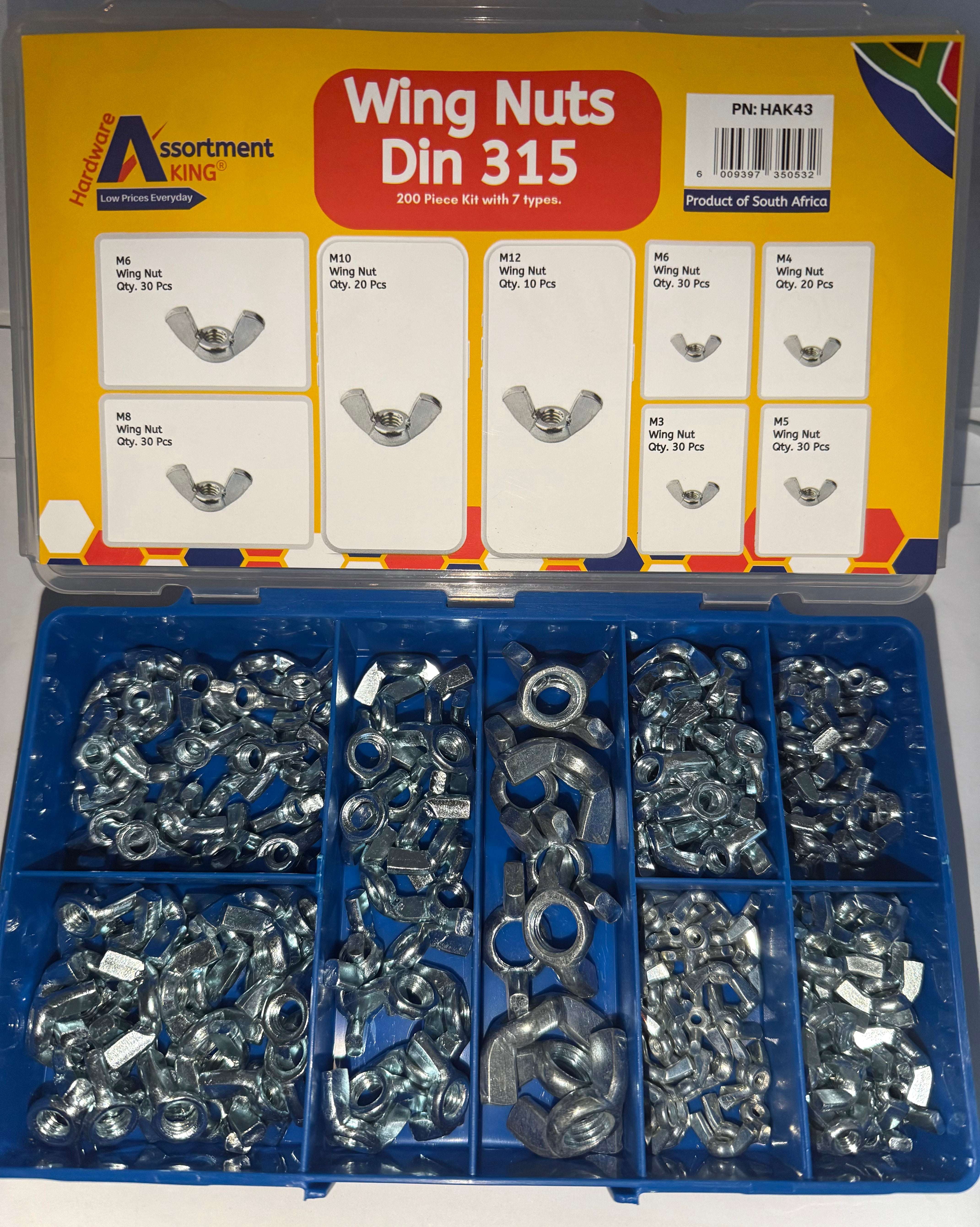 Wing Nuts - Din 315 - Zinc Plated- 200 PCE