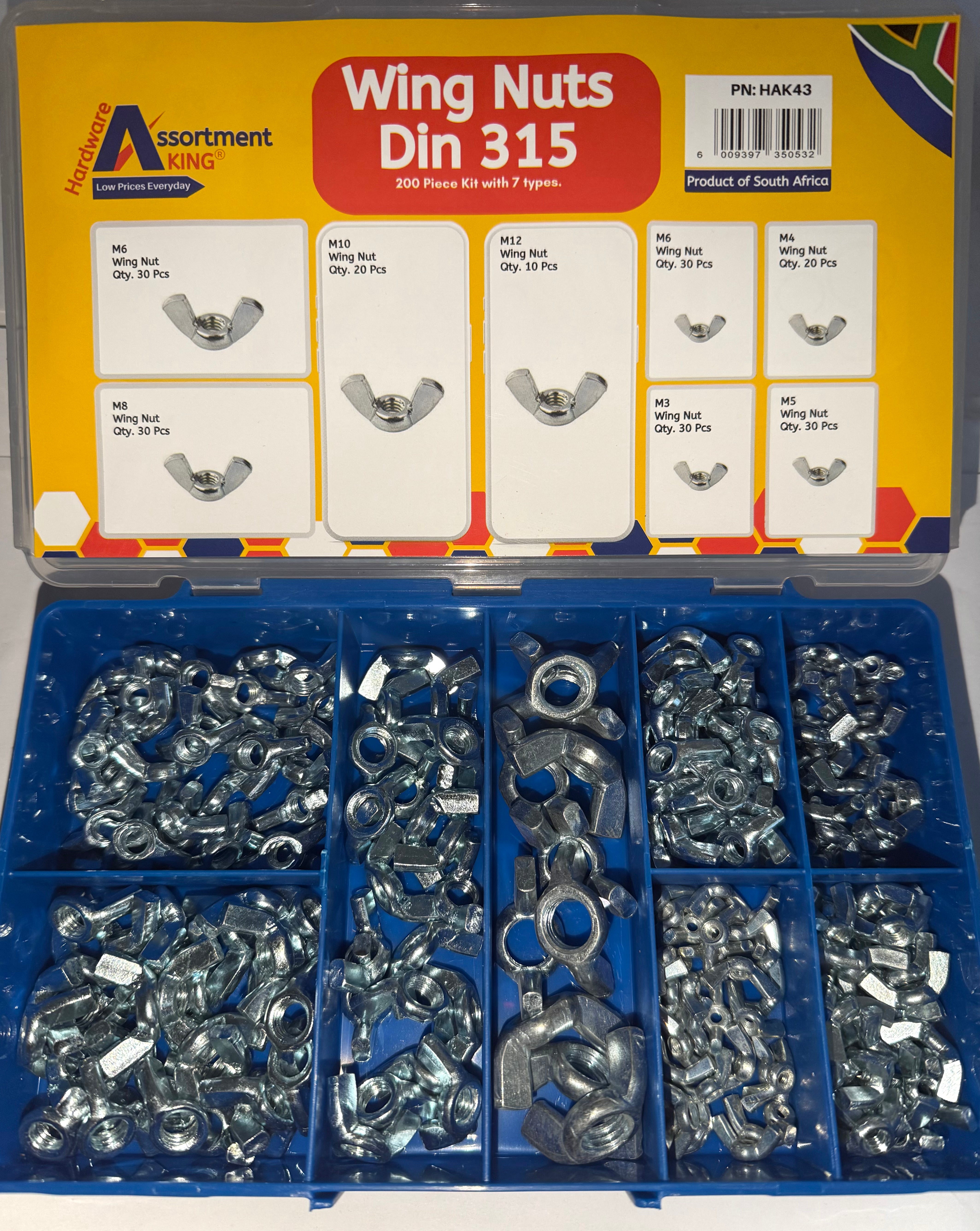 Wing Nuts - Din 315 - Zinc Plated- 200 PCE