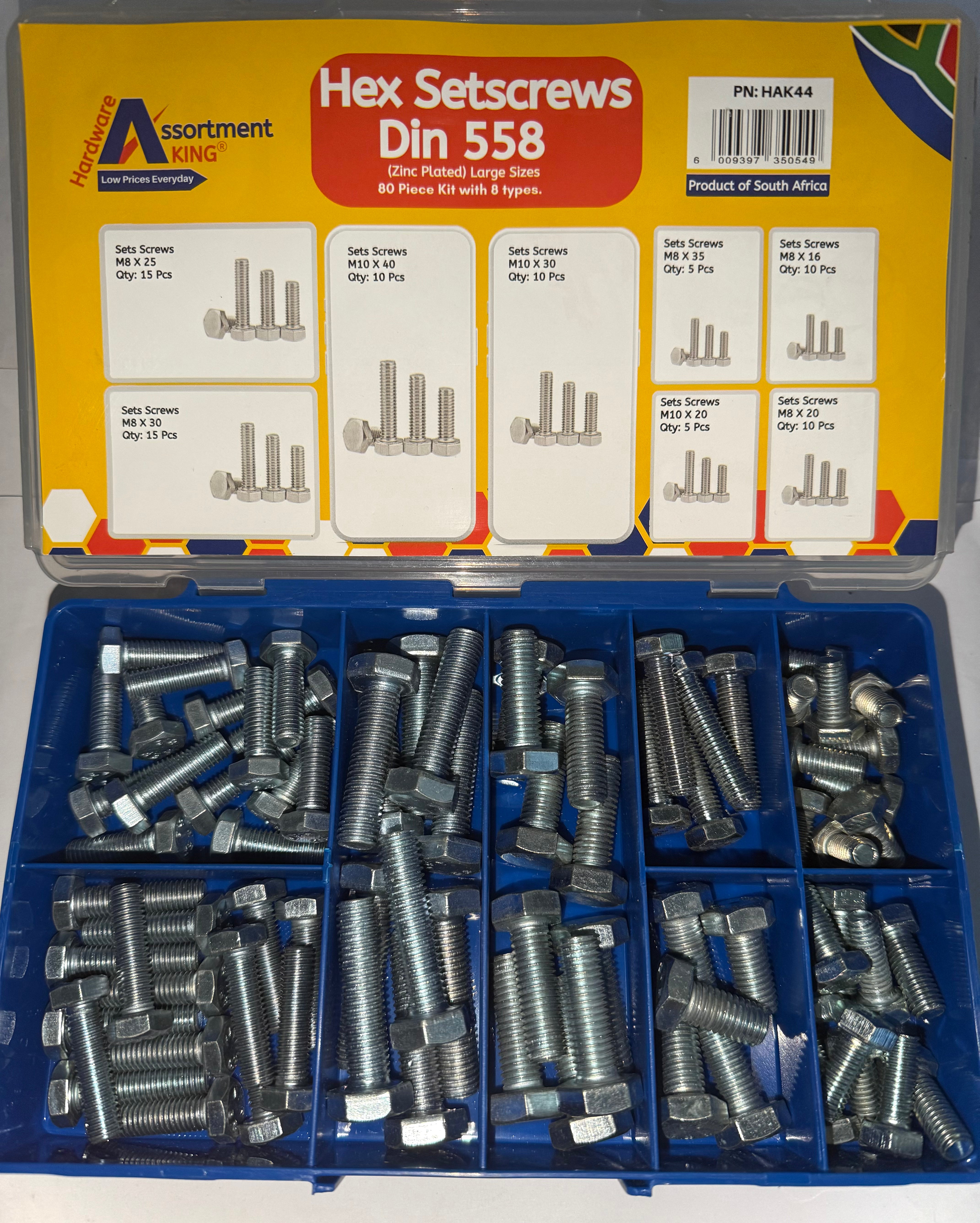 Hex Setscrews - Din 558 (Zinc Plated) - 80 PCE