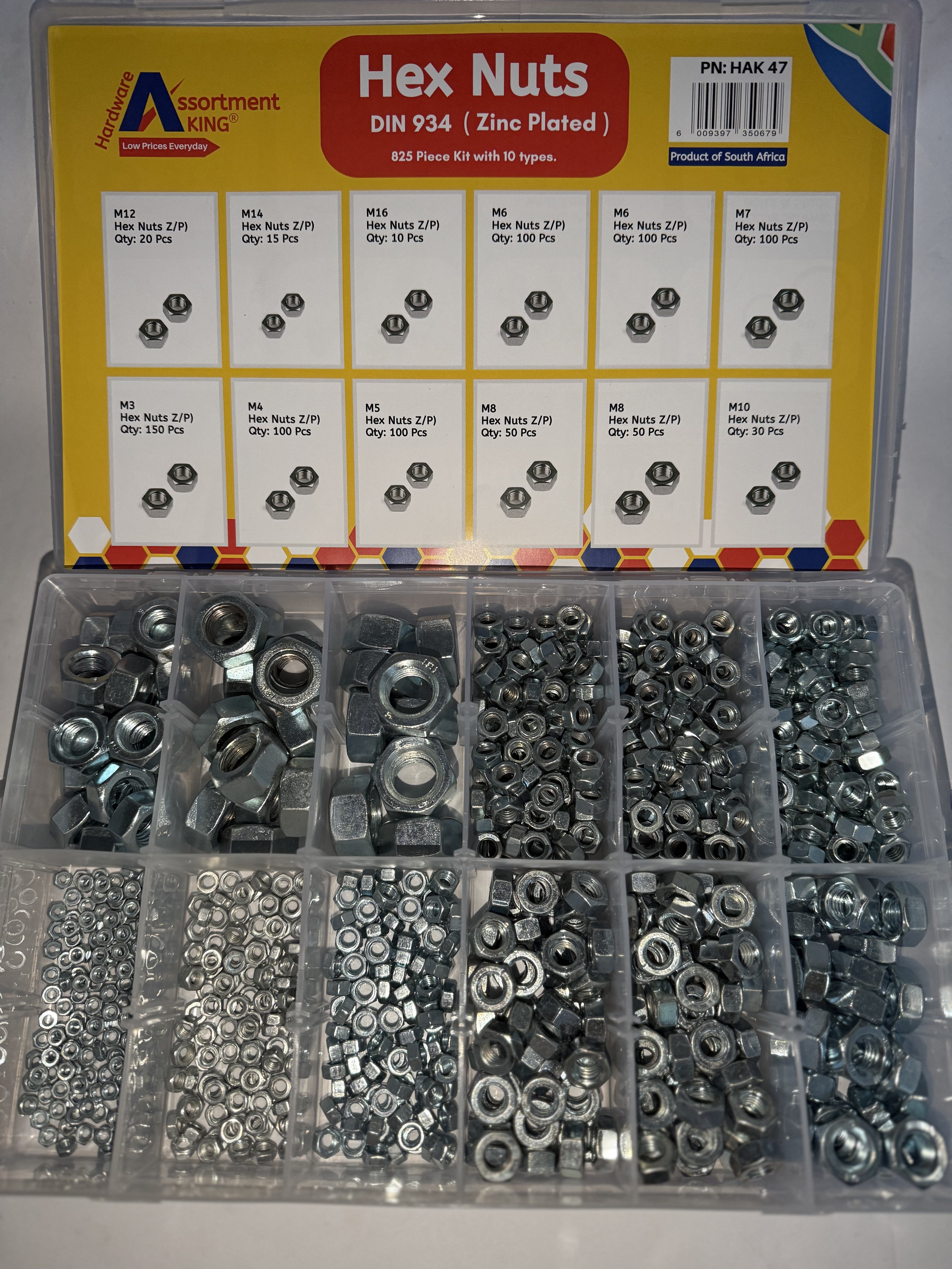 Hex Nuts-Din 934 (Zinc Plated) | Large Box - 825PCS