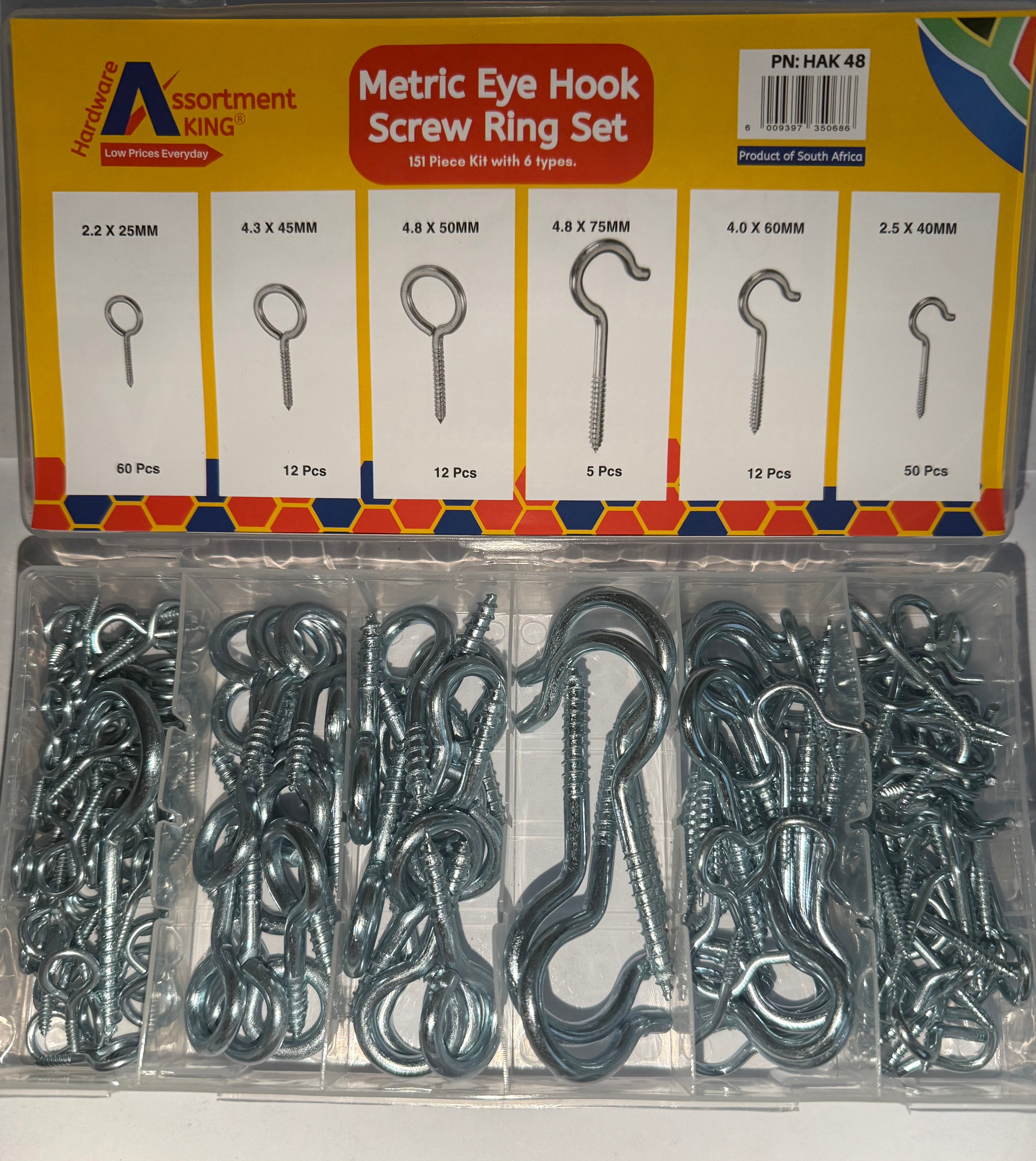Metric Eye Hook Screw Ring Set Assortment Set - (Zinc Plated) 151 PCE