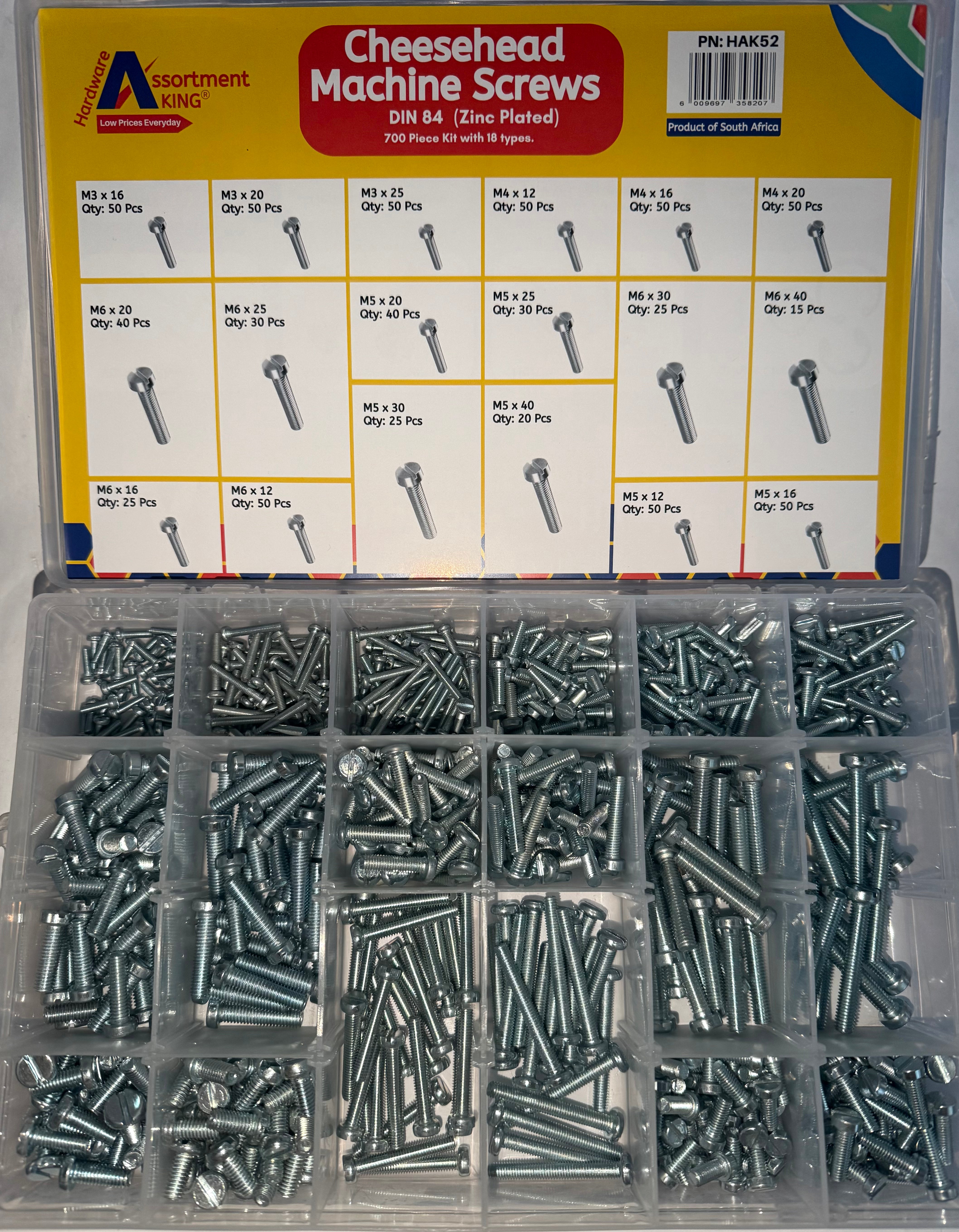 Cheesehead Machine Screws - Din 84 (Zinc Plated) - 700 PCE | Large Box