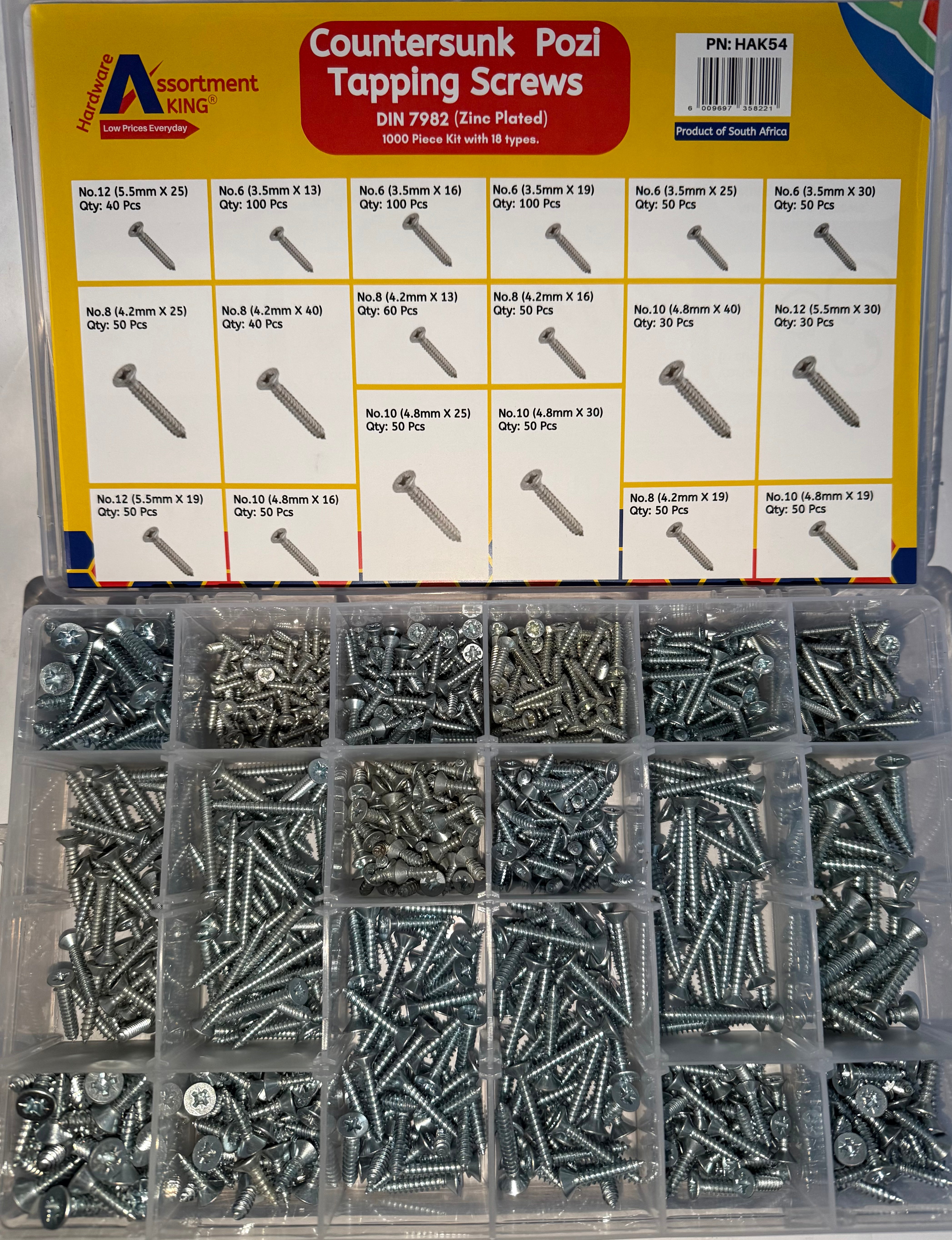 Countersunk Pozi Tapping Screws-Din 7982 (Zinc Plated) - 1000 PCS | Large Box