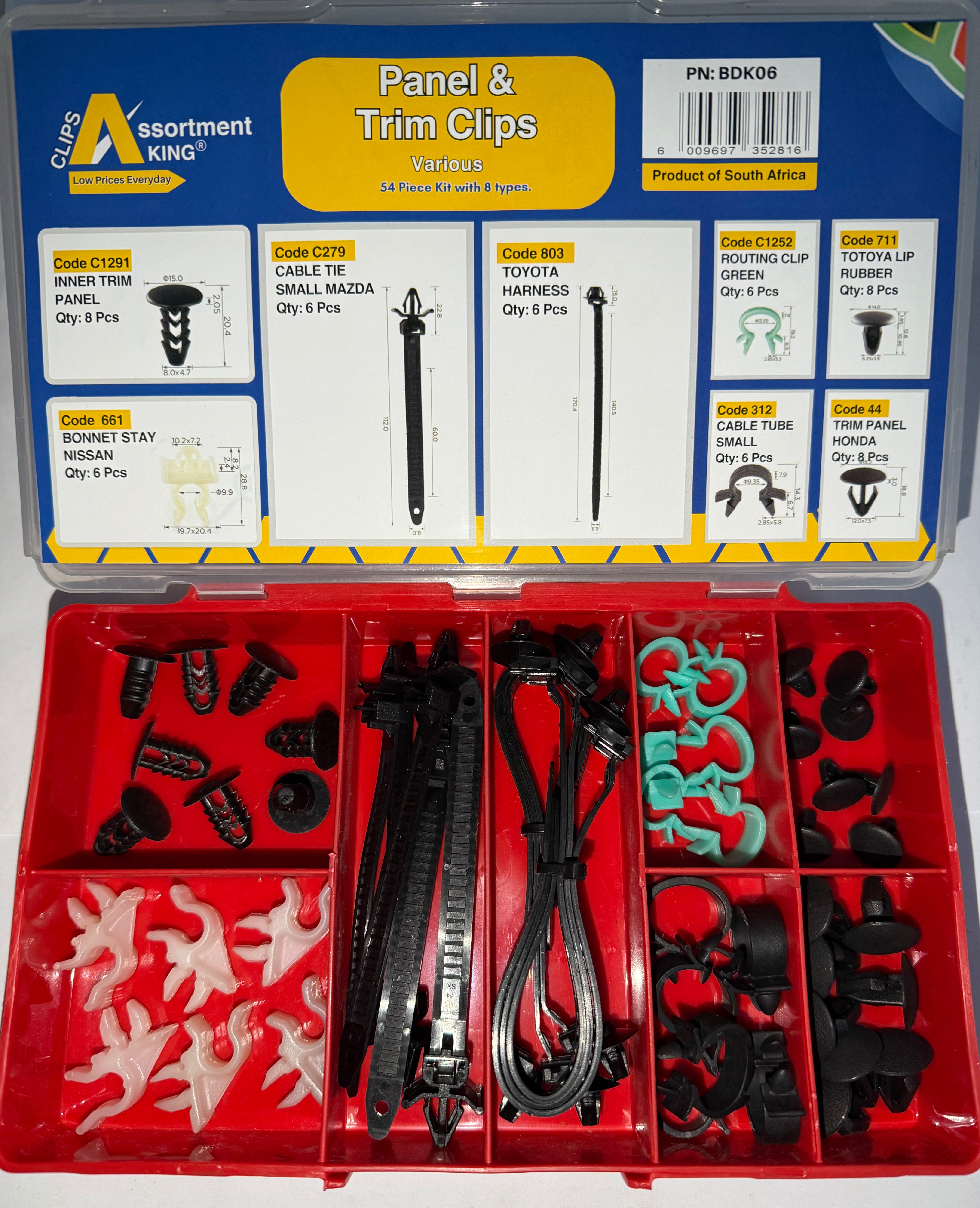 Panel & Trim Clips Assortment – Various Interior & Engine Bay Retainers | 54 PCS